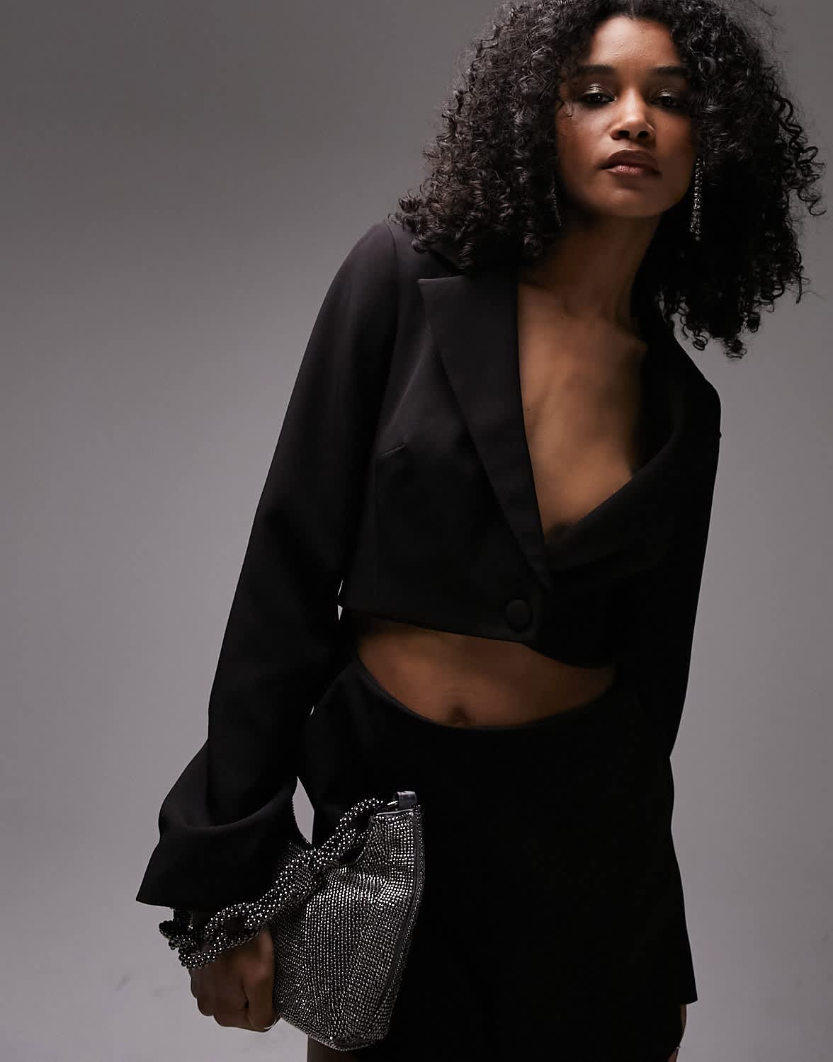 Topshop cut out blazer playsuit in black - ASOS Sample Sale EU Store