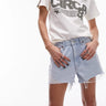 Topshop denim a-line Mom Shorts with rips in bleach