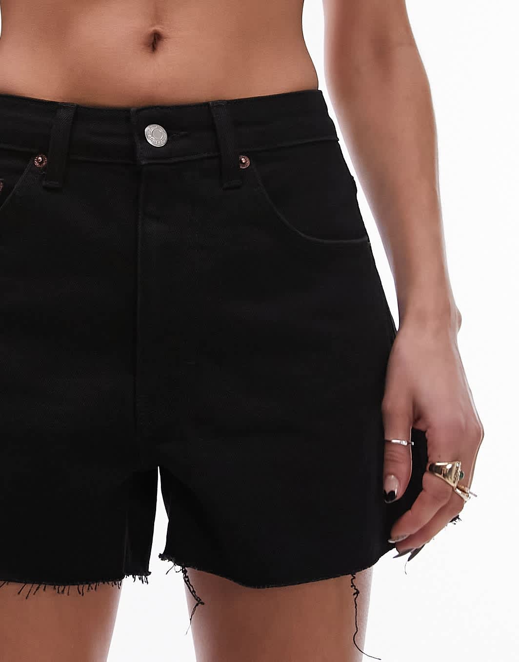 Topshop denim comfort stretch shorts in black - ASOS Sample Sale EU Store