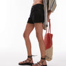 Topshop denim comfort stretch shorts in black