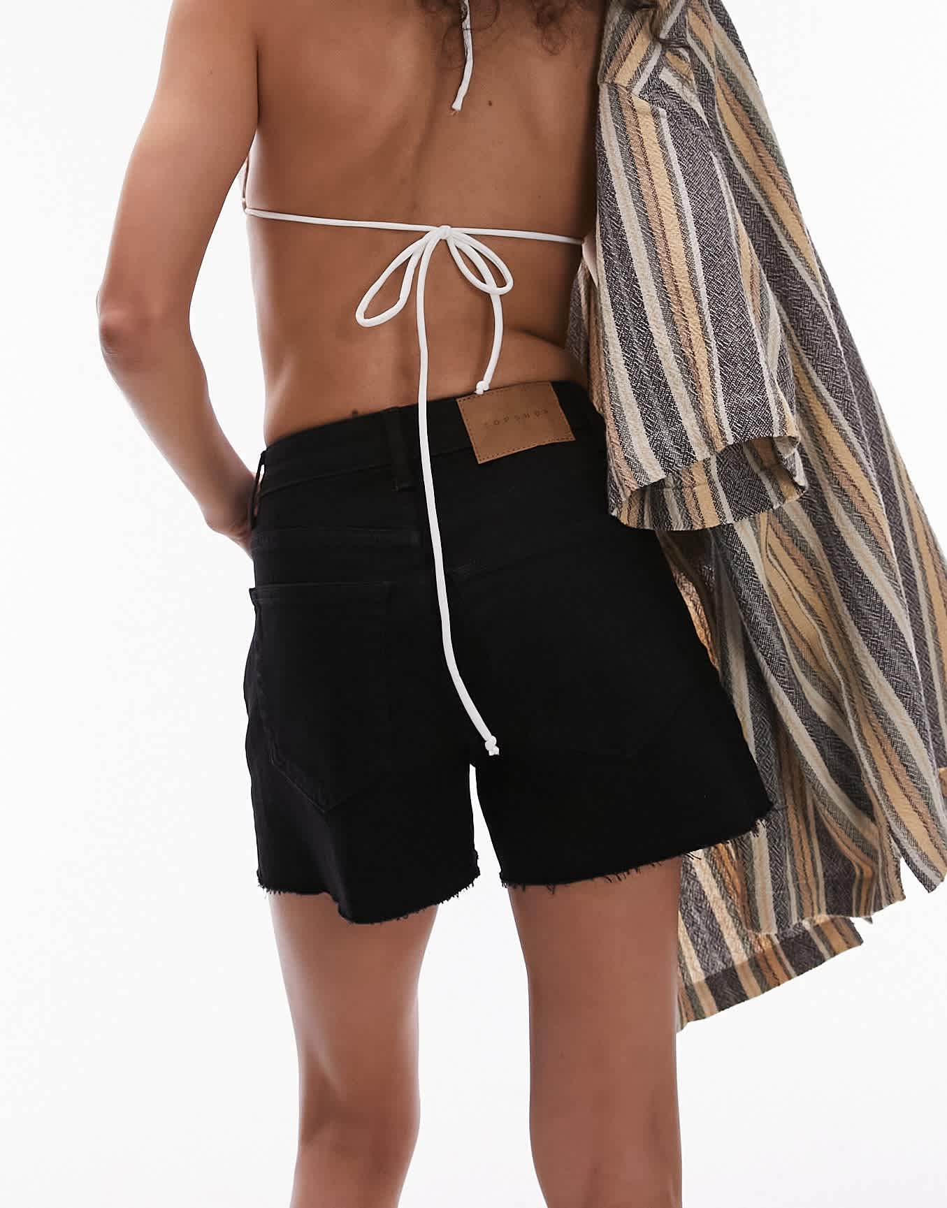 Topshop denim comfort stretch shorts in black - ASOS Sample Sale EU Store