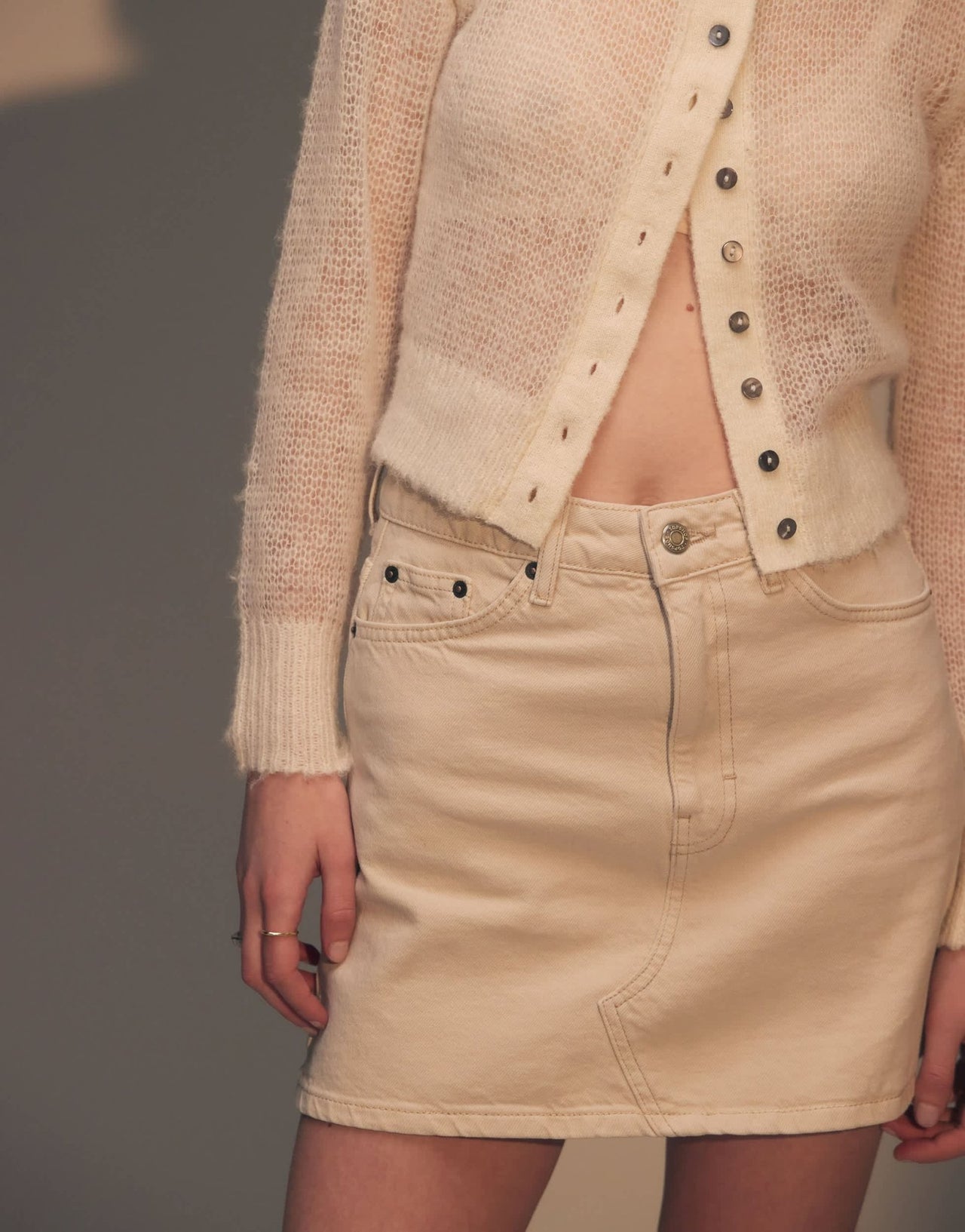 Topshop denim high waist skirt in white - ASOS Sample Sale EU Store