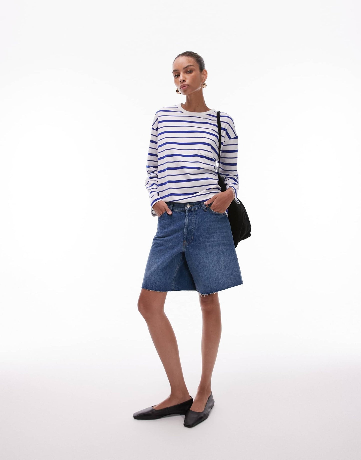 Topshop denim loose fit jort in mid blue - ASOS Sample Sale EU Store