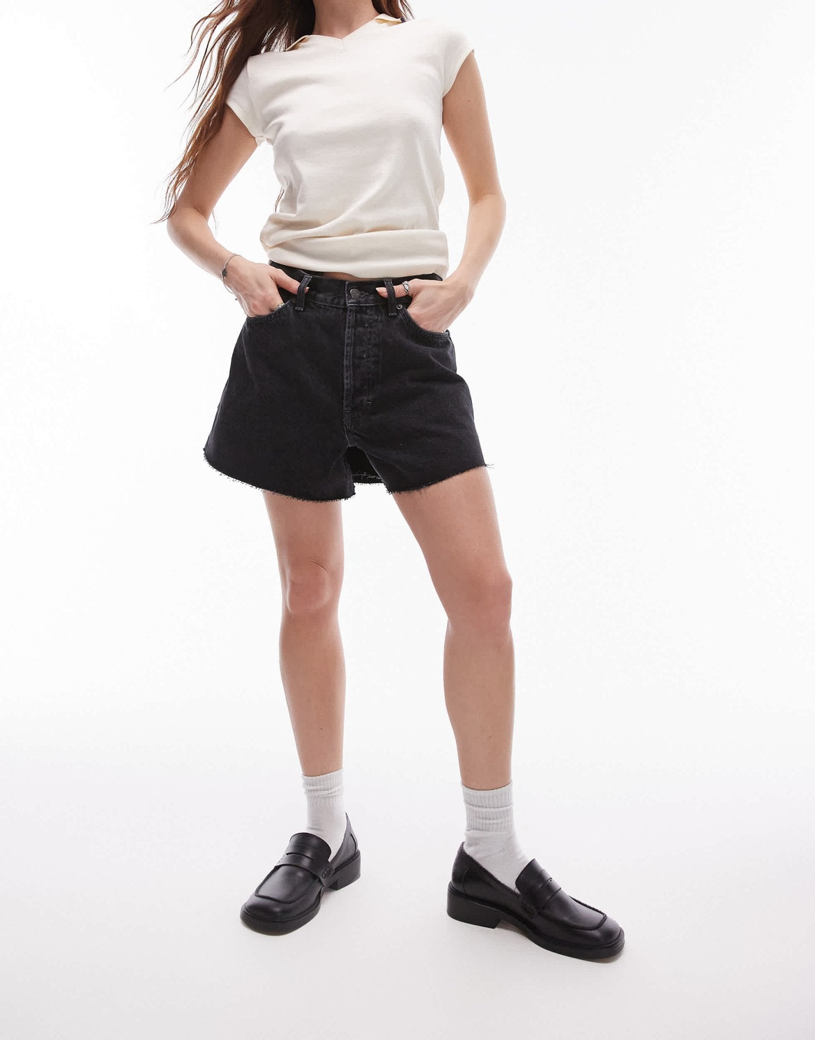 Topshop denim Lover short in washed black - ASOS Sample Sale EU Store