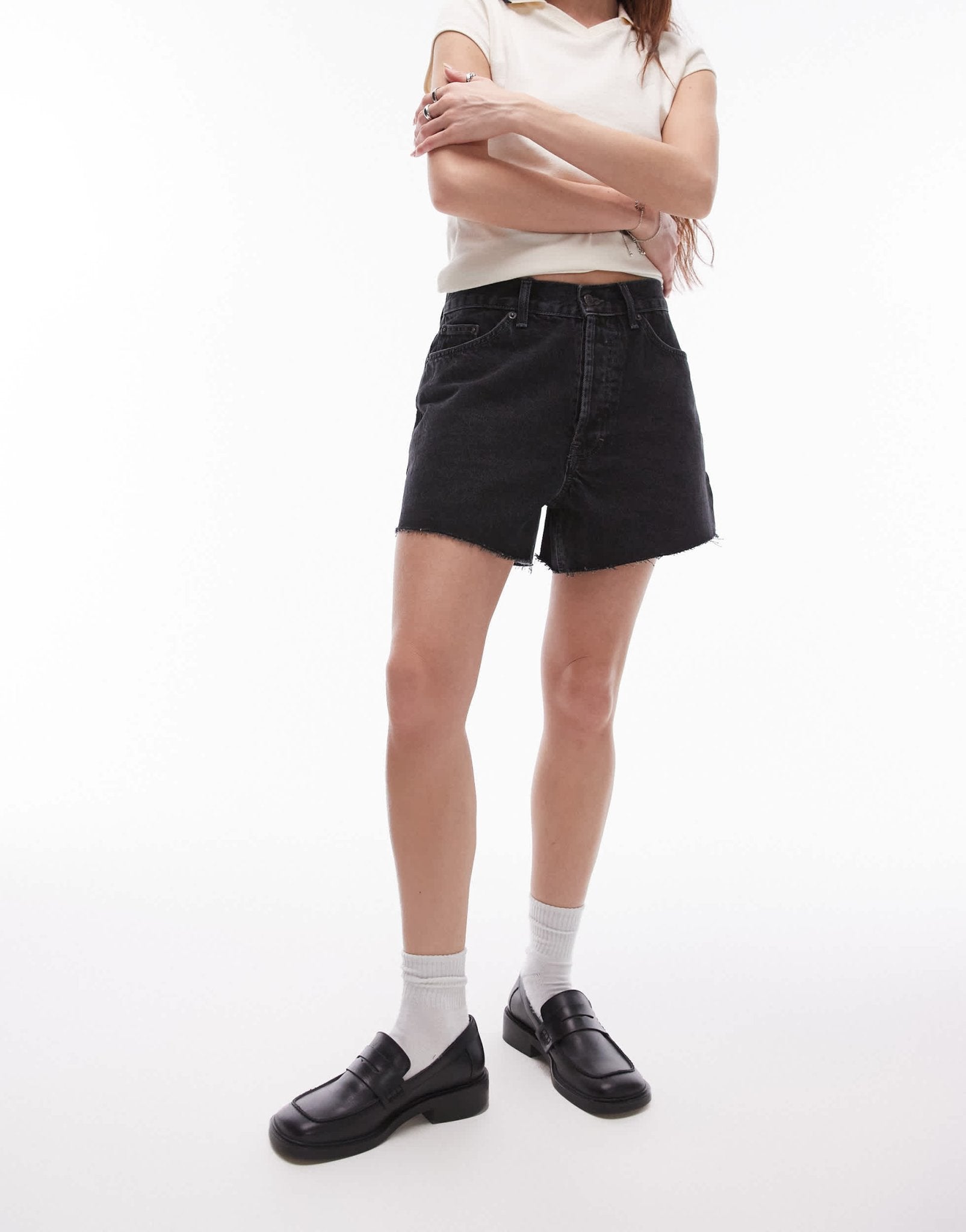 Topshop denim Lover short in washed black - ASOS Sample Sale EU Store