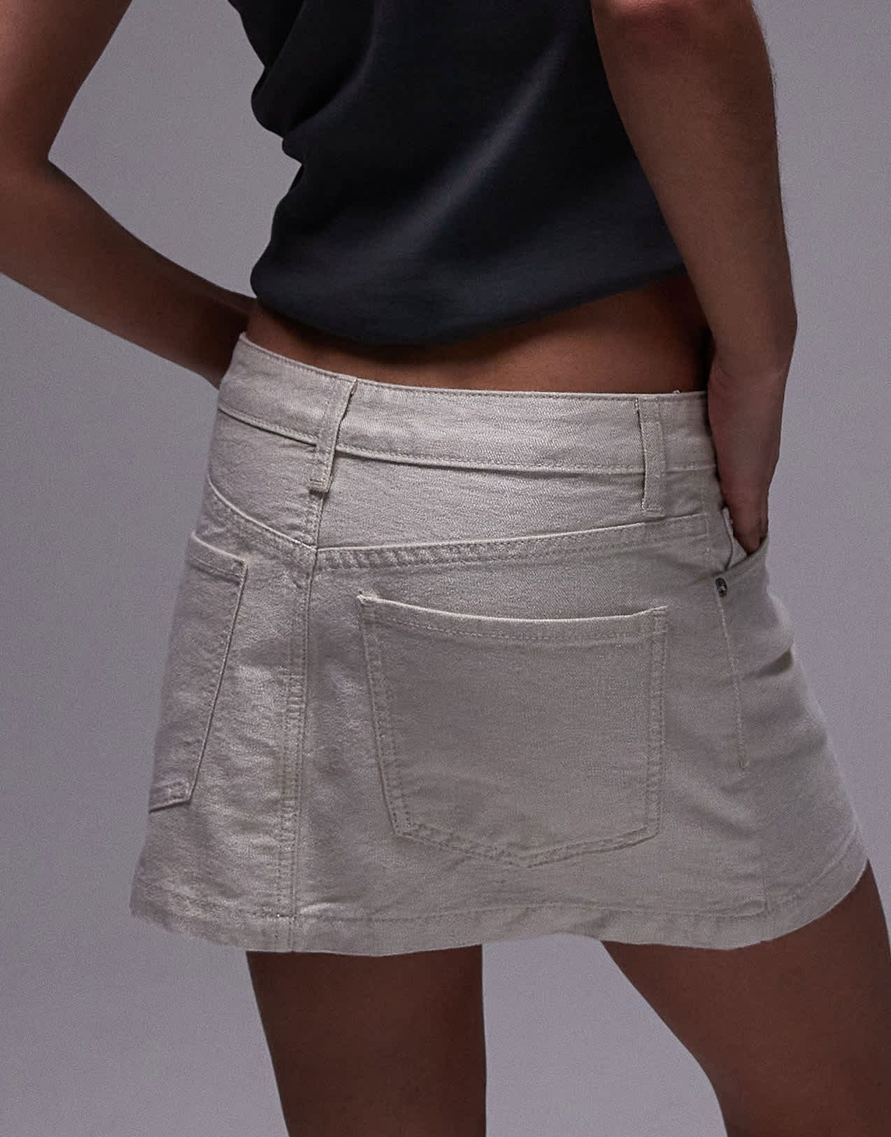 Topshop denim metallic thread micro pelmet skirt in ecru - ASOS Sample Sale EU Store
