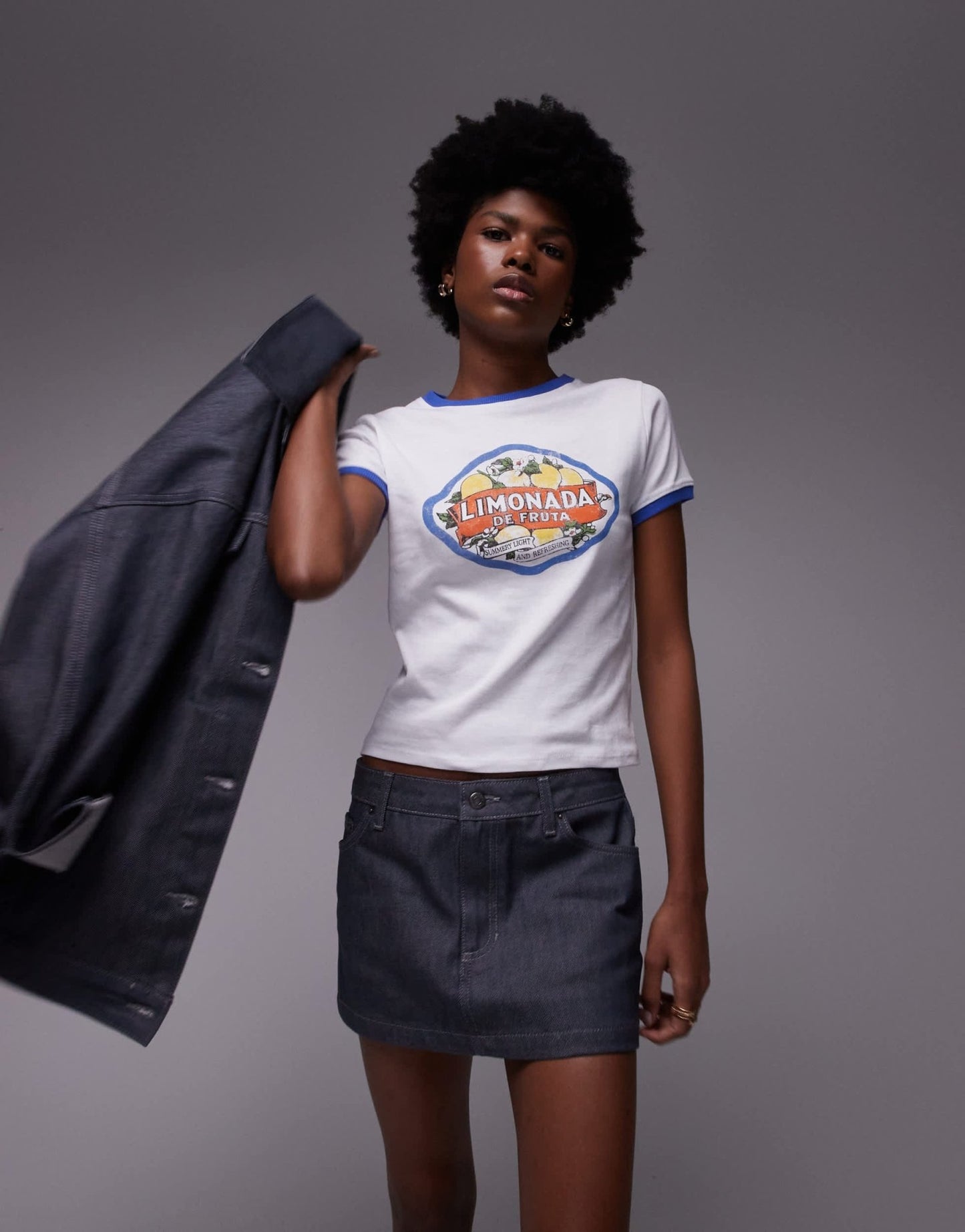 Topshop denim micro pelmet skirt in raw grey - ASOS Sample Sale EU Store