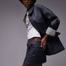 Topshop denim micro pelmet skirt in raw grey