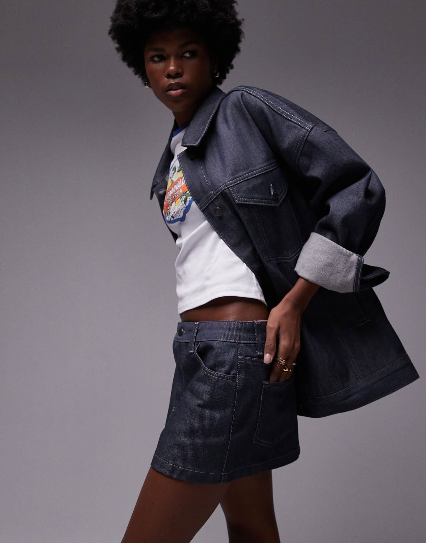 Topshop denim micro pelmet skirt in raw grey - ASOS Sample Sale EU Store