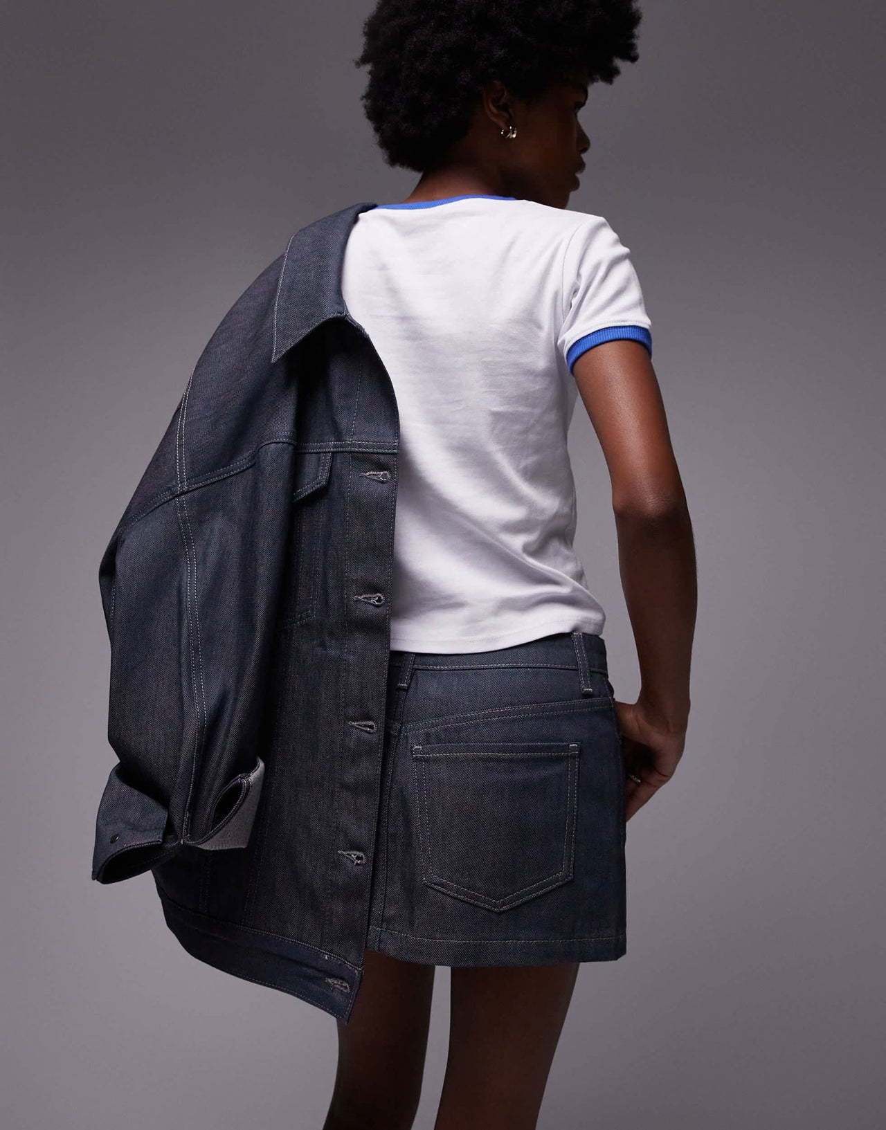 Topshop denim micro pelmet skirt in raw grey - ASOS Sample Sale EU Store