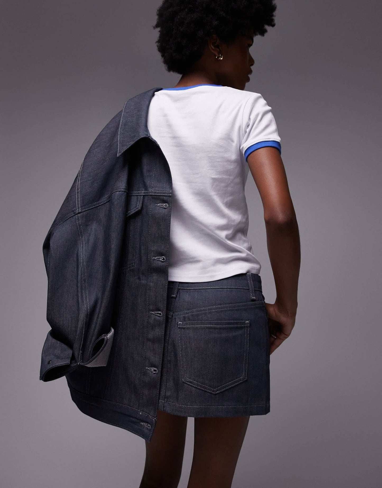 Topshop denim micro pelmet skirt in raw grey - ASOS Sample Sale EU Store