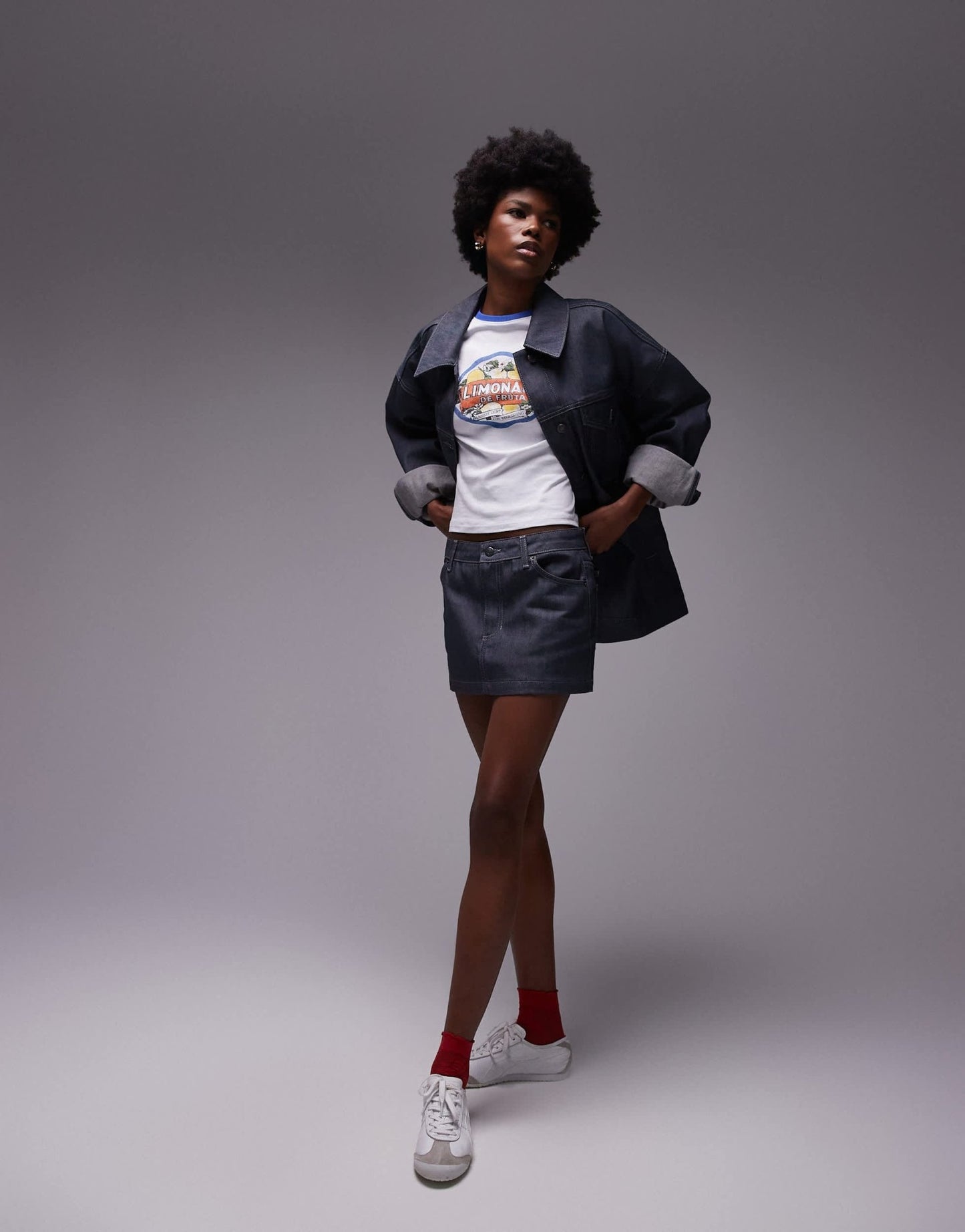 Topshop denim micro pelmet skirt in raw grey - ASOS Sample Sale EU Store