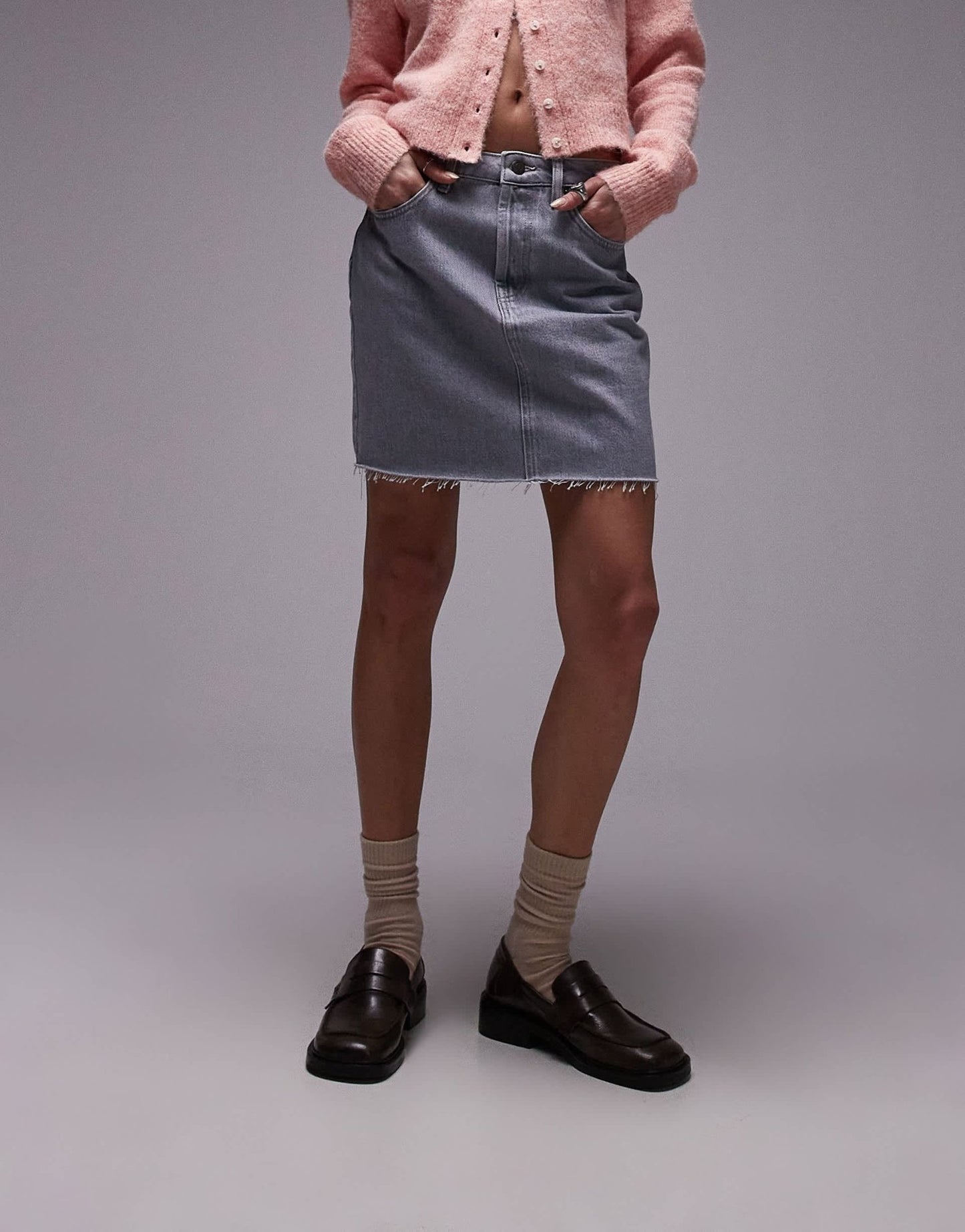 Topshop denim mini pelmet skirt in dove grey - ASOS Sample Sale EU Store