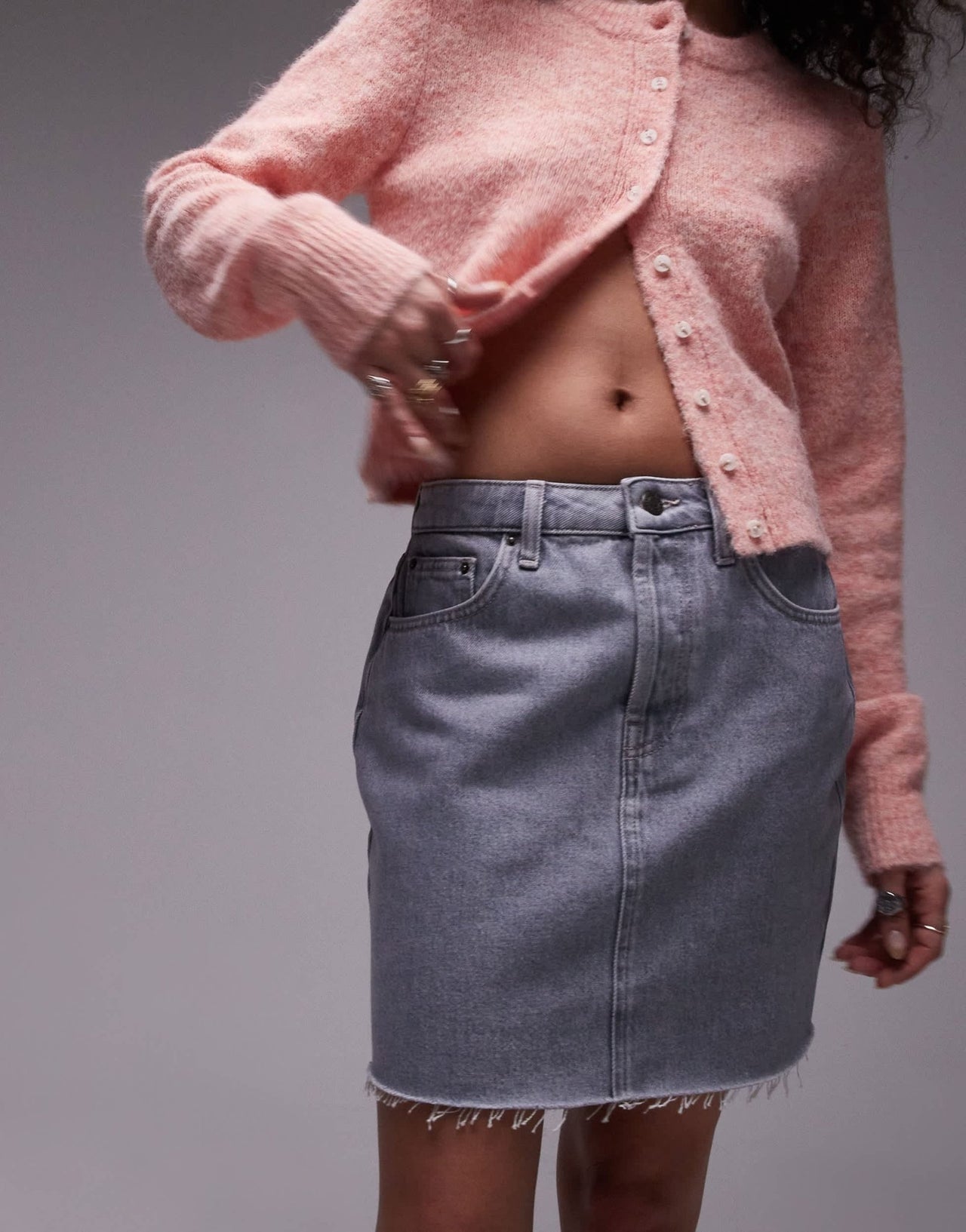 Topshop denim mini pelmet skirt in dove grey - ASOS Sample Sale EU Store