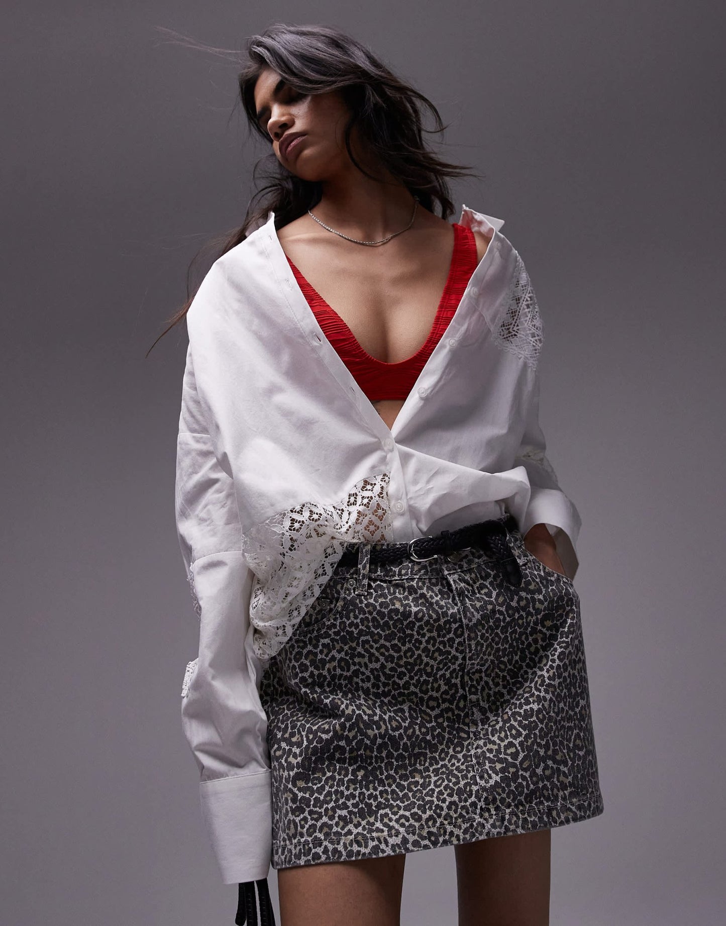 Topshop denim mini pelmet skirt in leopard print - ASOS Sample Sale EU Store
