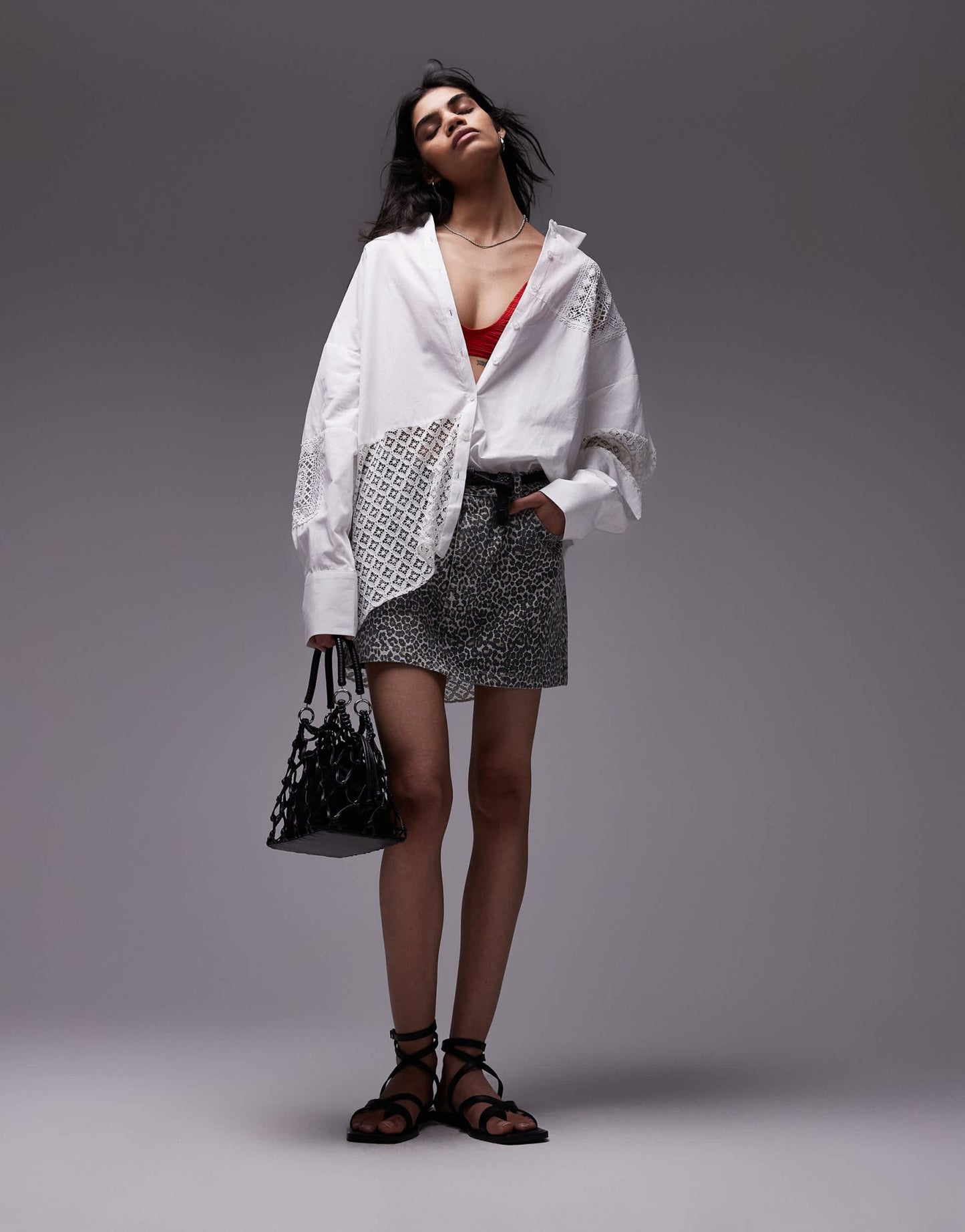 Topshop denim mini pelmet skirt in leopard print - ASOS Sample Sale EU Store