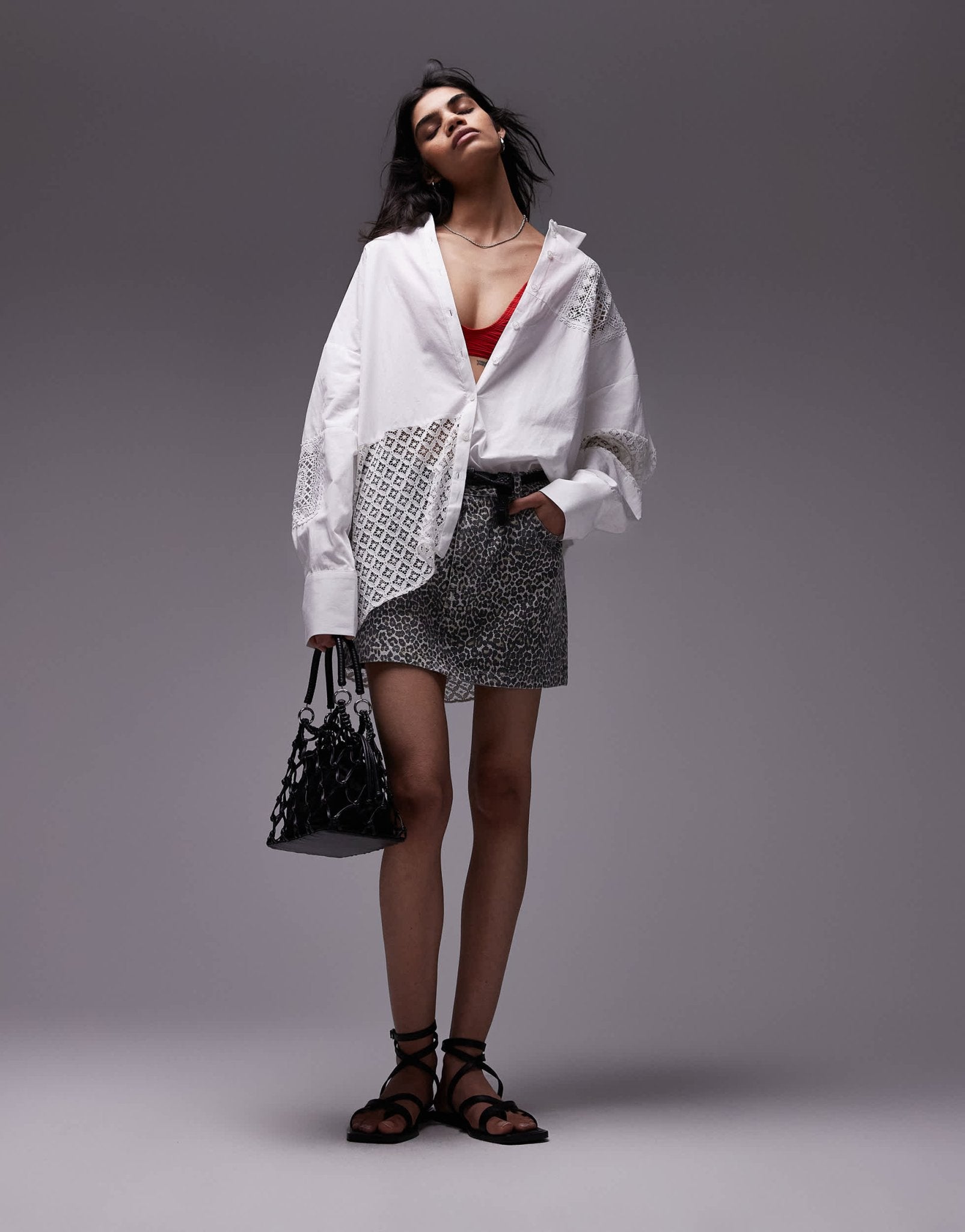 Topshop denim mini pelmet skirt in leopard print - ASOS Sample Sale EU Store