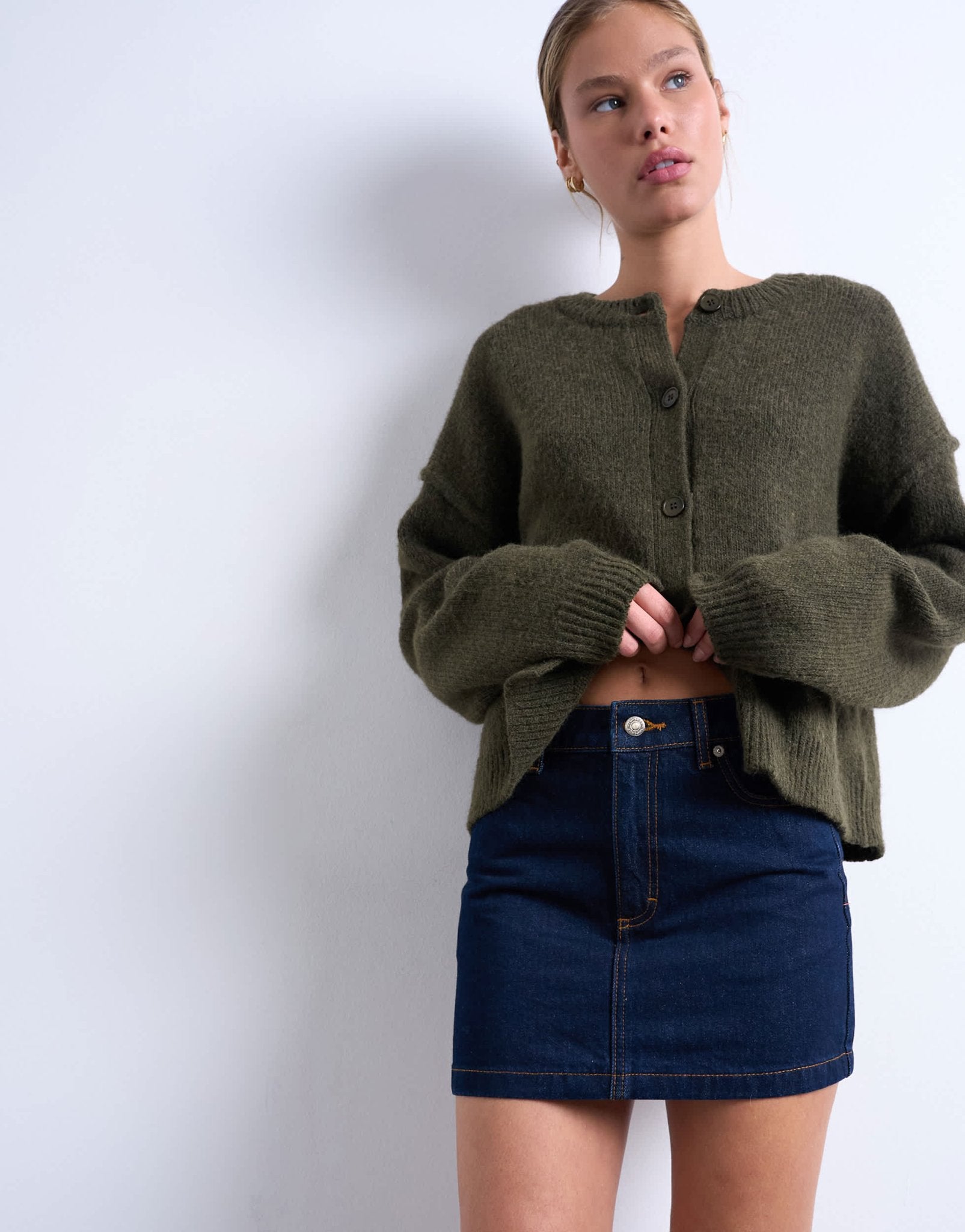 Topshop denim pelmet mini skirt in raw look indigo - ASOS Sample Sale EU Store