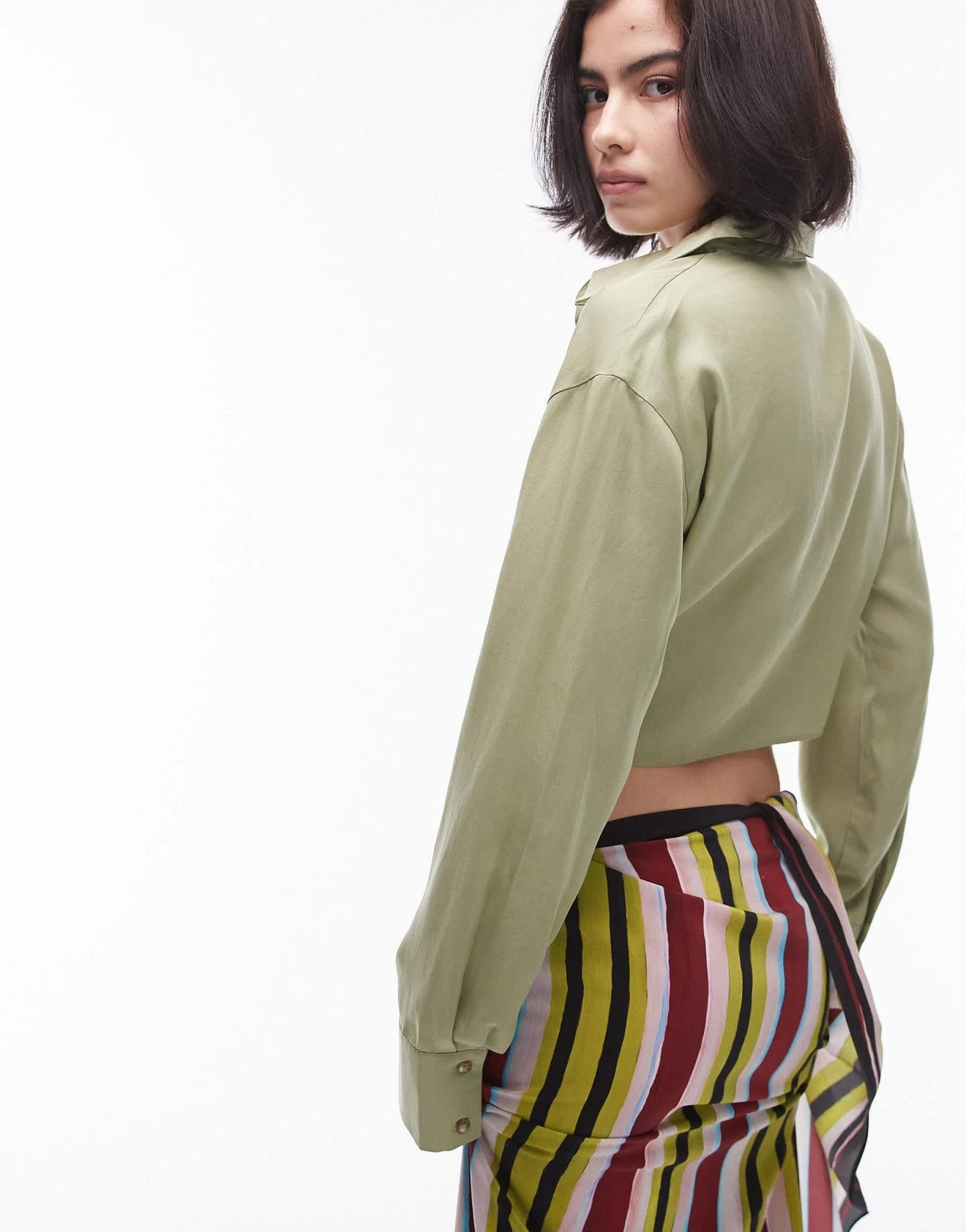 Topshop drape side top in khaki - ASOS Sample Sale EU Store