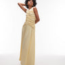 Topshop drop waist ruched maxi dress in buttermilk