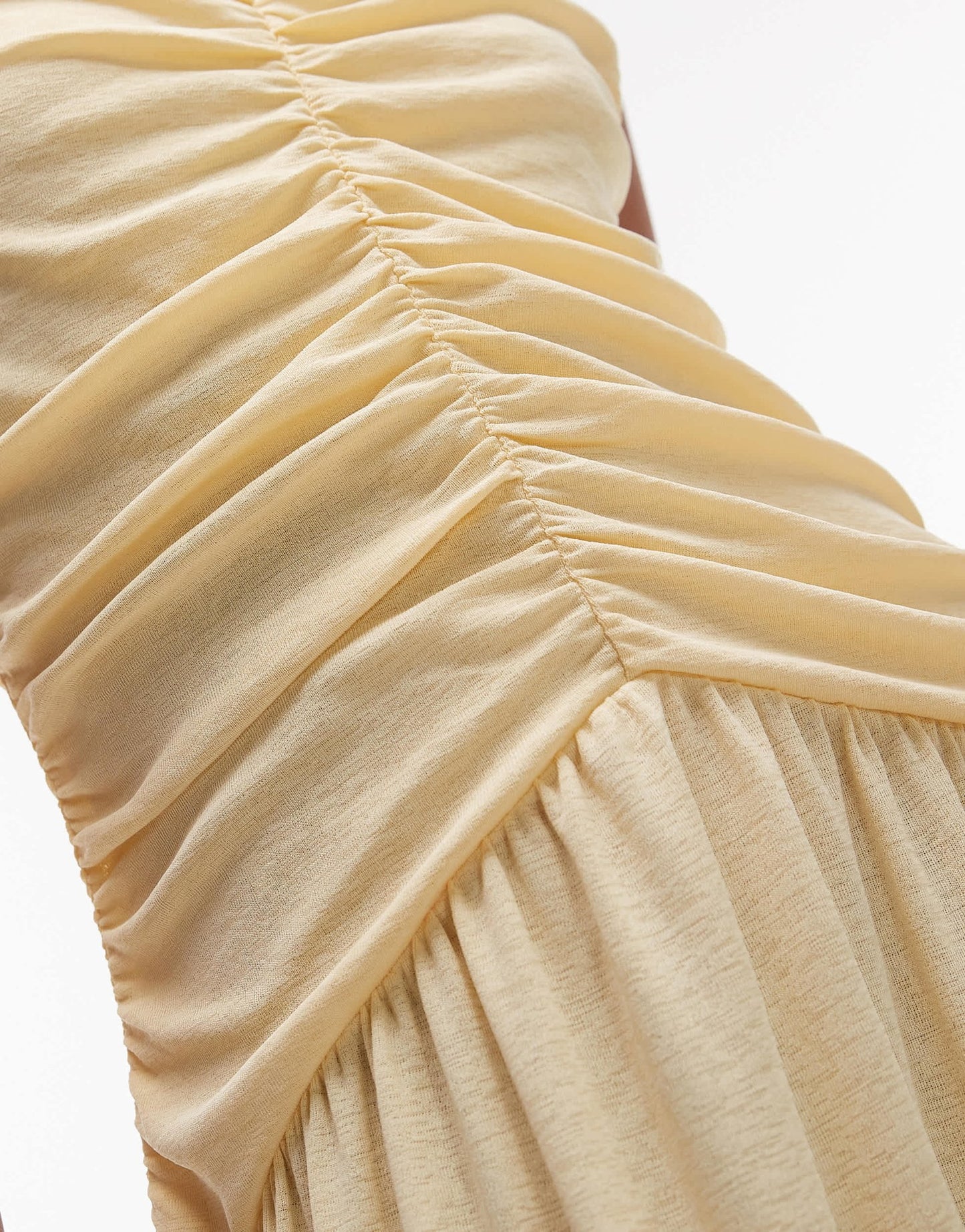 Topshop drop waist ruched maxi dress in buttermilk - ASOS Sample Sale EU Store
