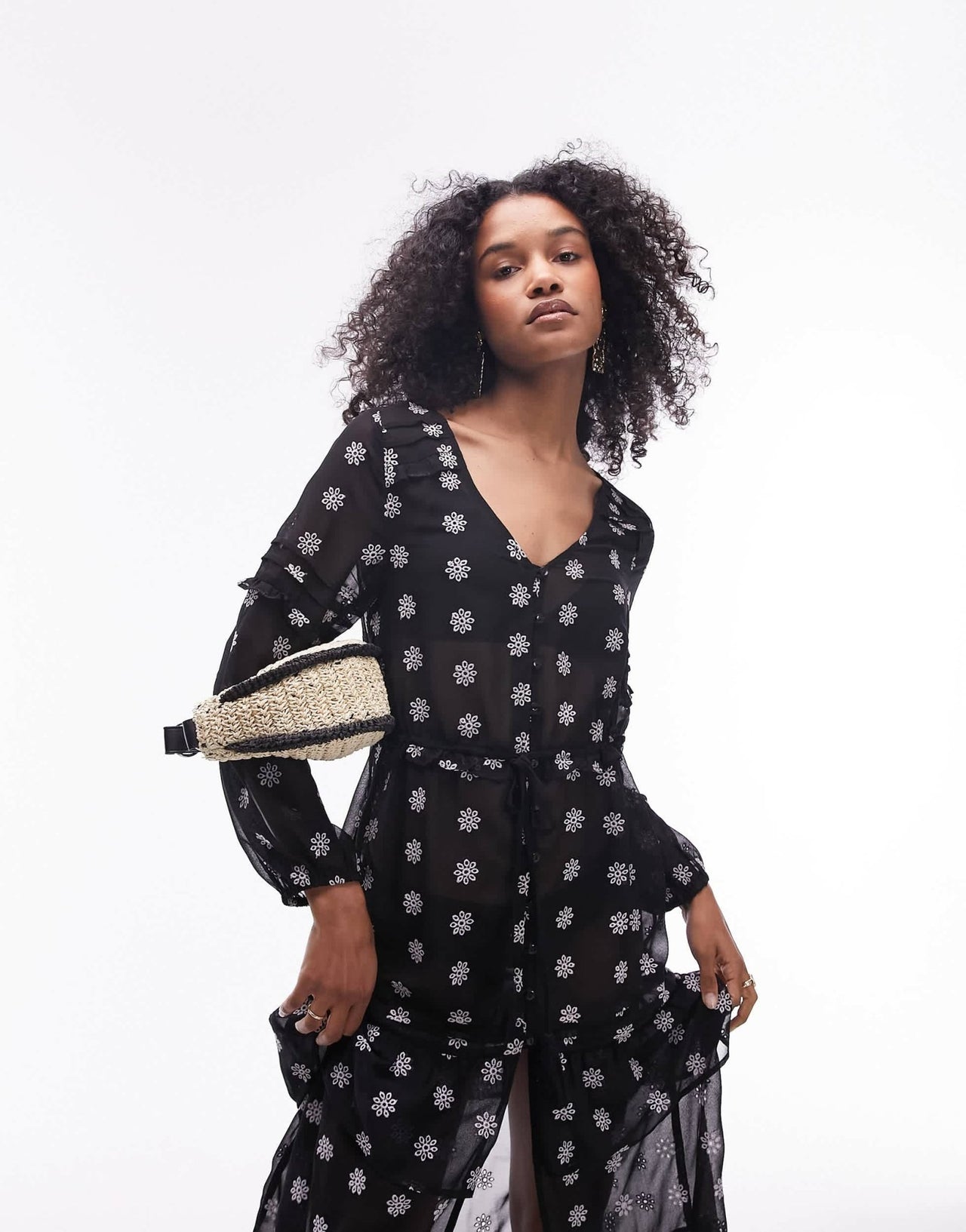 Topshop embroidered maxi beach dress in black - ASOS Sample Sale EU Store