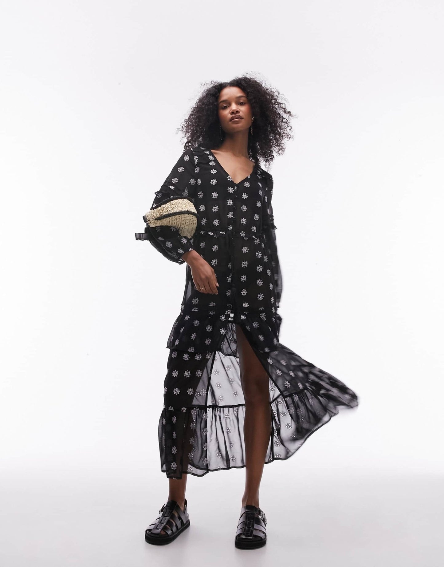 Topshop embroidered maxi beach dress in black - ASOS Sample Sale EU Store