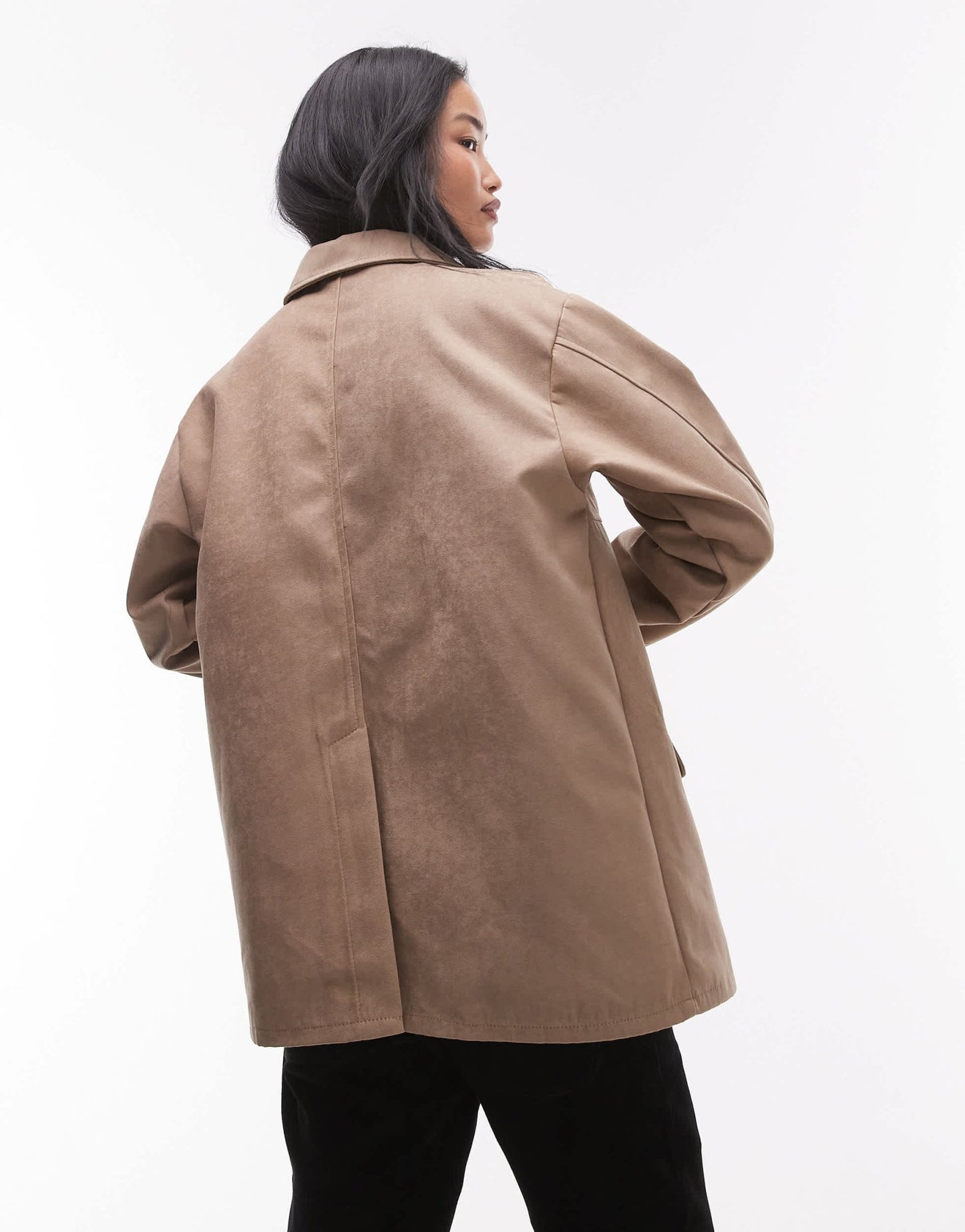 Topshop faux suede relaxed jacket in light beige - ASOS Sample Sale EU Store