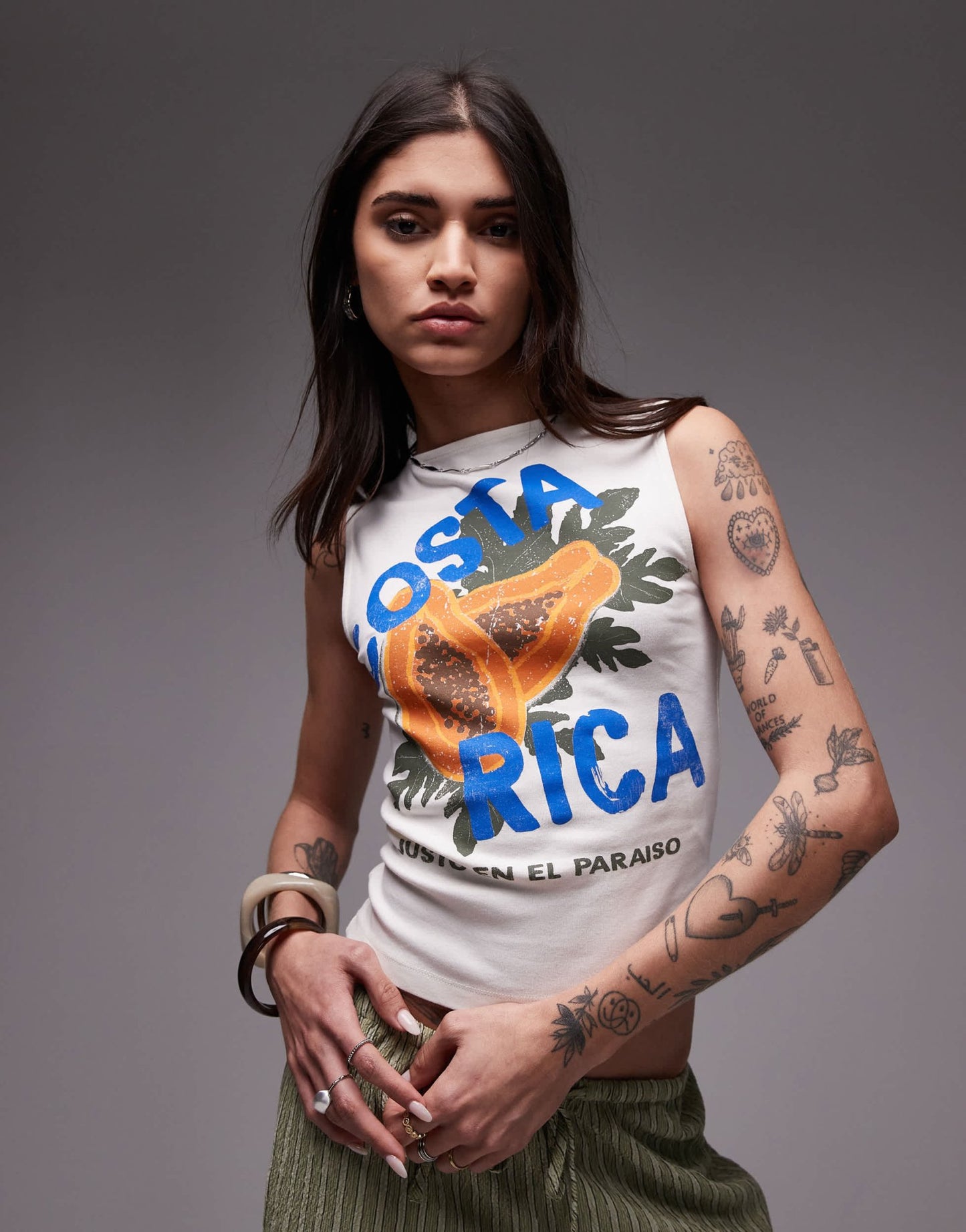 Topshop graphic Costa Rica tank in ecru - ASOS Sample Sale EU Store
