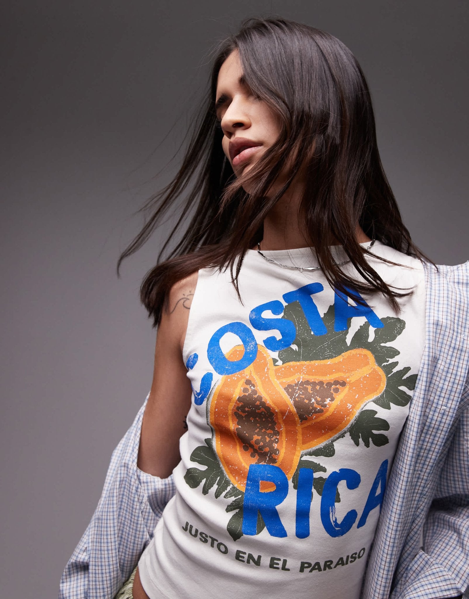 Topshop graphic Costa Rica tank in ecru - ASOS Sample Sale EU Store