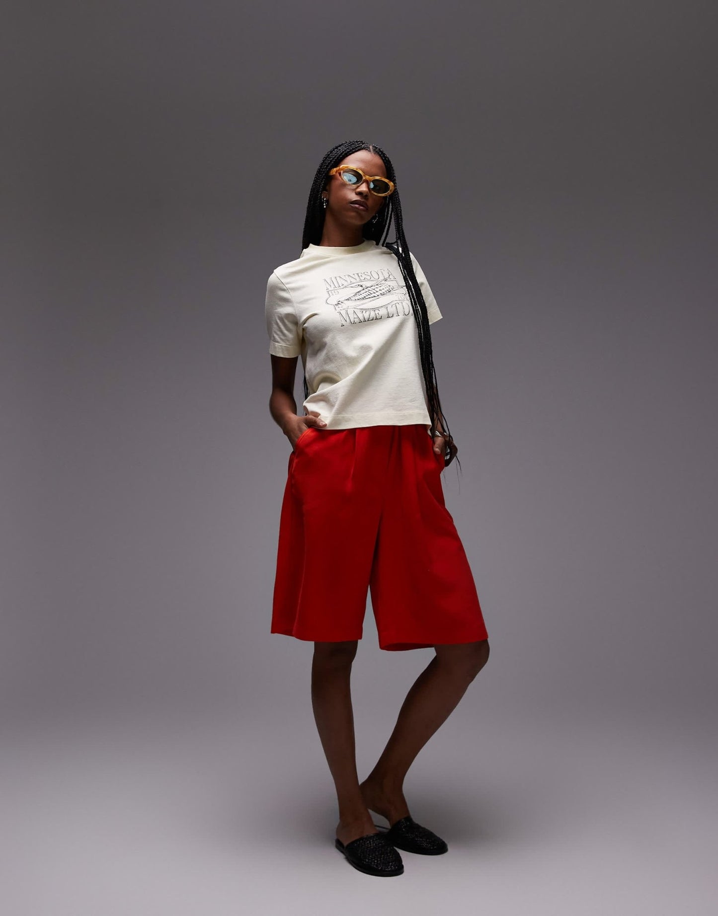 Topshop graphic Minessota boxy tee in buttermilk - ASOS Sample Sale EU Store