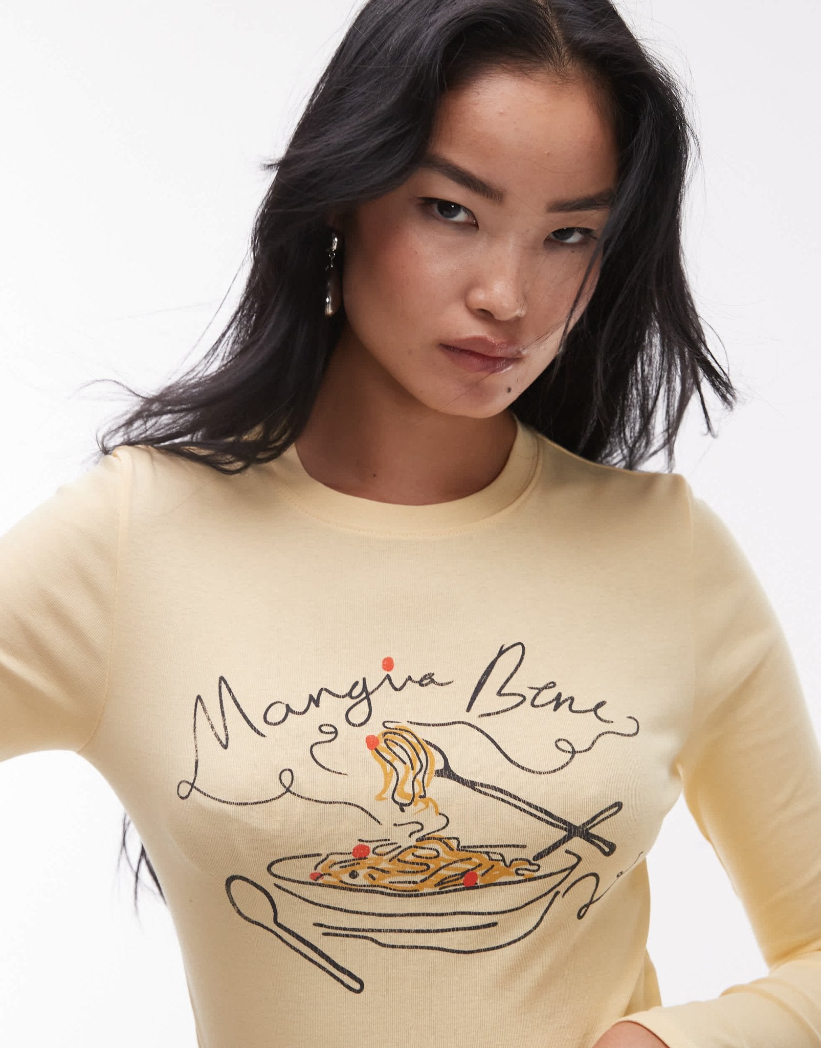 Topshop graphic pasta long sleeve top - ASOS Sample Sale EU Store