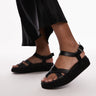 Topshop Jaya premium leather toe loop strappy sandals in black