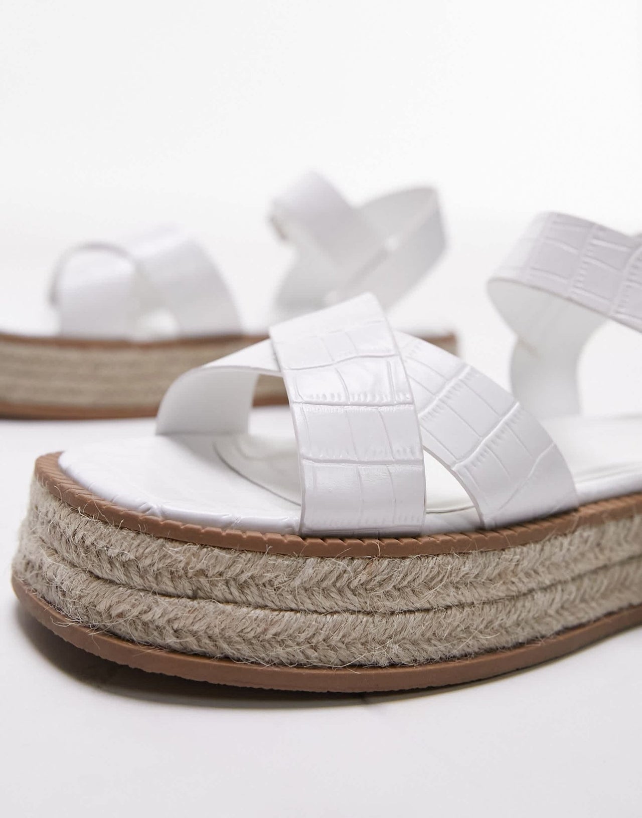 Topshop Jenna espadrille flat sandal in white - ASOS Sample Sale EU Store