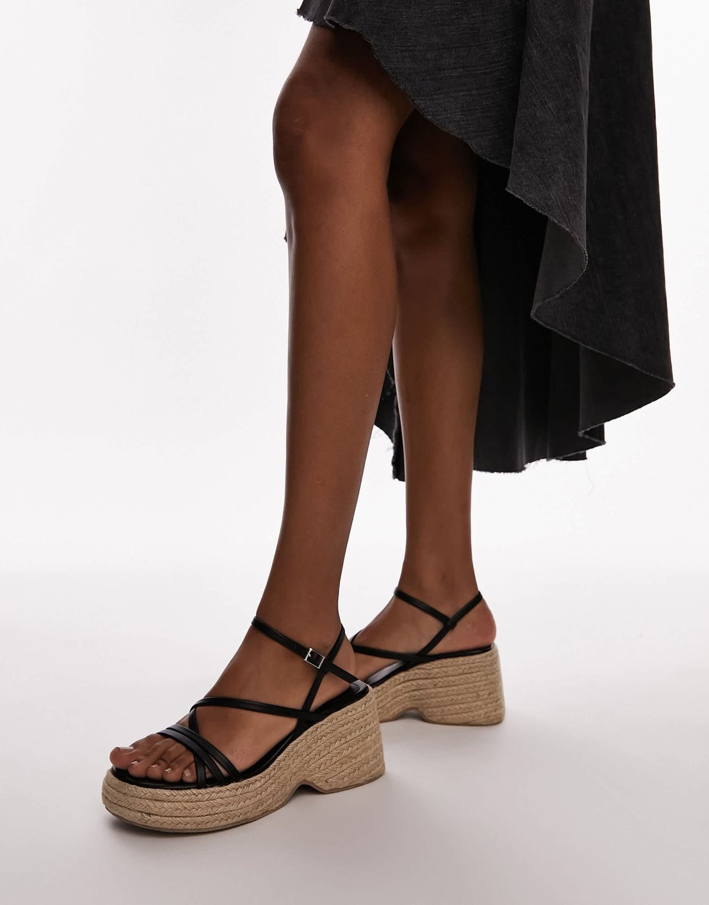 Topshop Jess espadrille wedge in black - ASOS Sample Sale EU Store