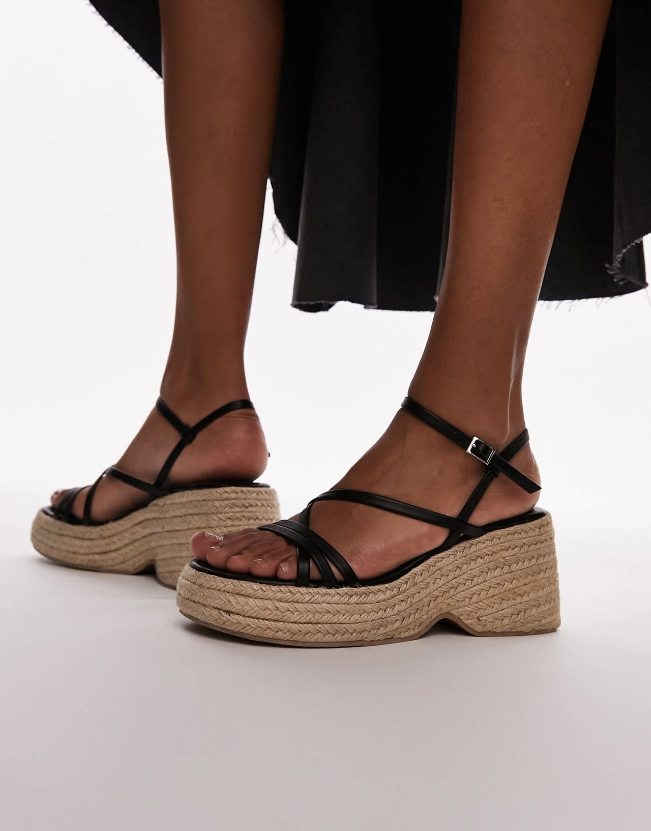 Topshop Jess espadrille wedge in black - ASOS Sample Sale EU Store