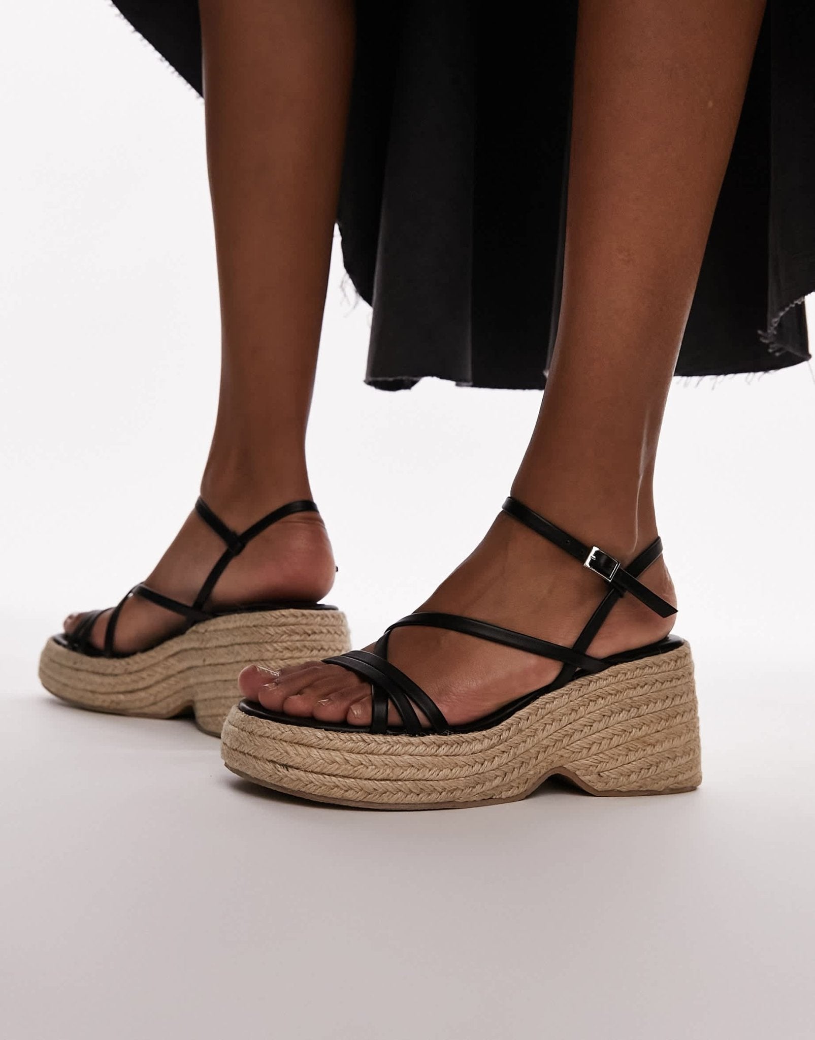 Topshop Jess espadrille wedge in black - ASOS Sample Sale EU Store