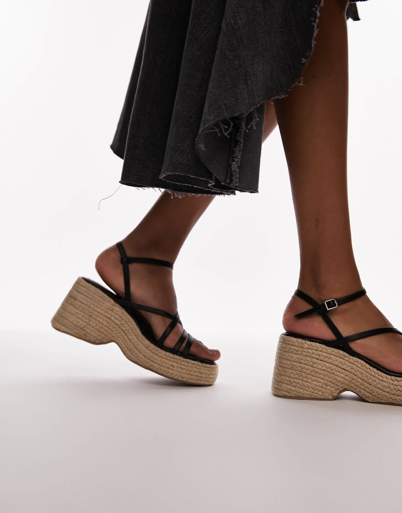 Topshop Jess espadrille wedge in black - ASOS Sample Sale EU Store