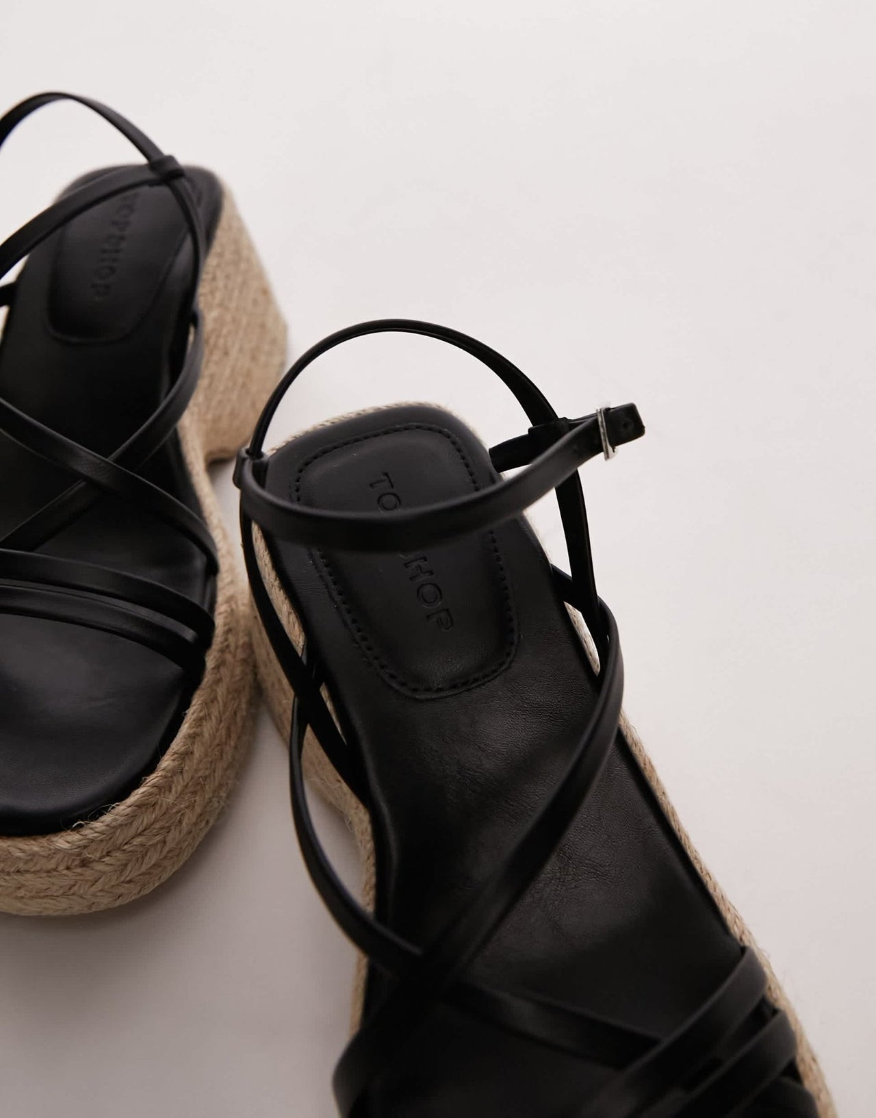 Topshop Jess espadrille wedge in black - ASOS Sample Sale EU Store