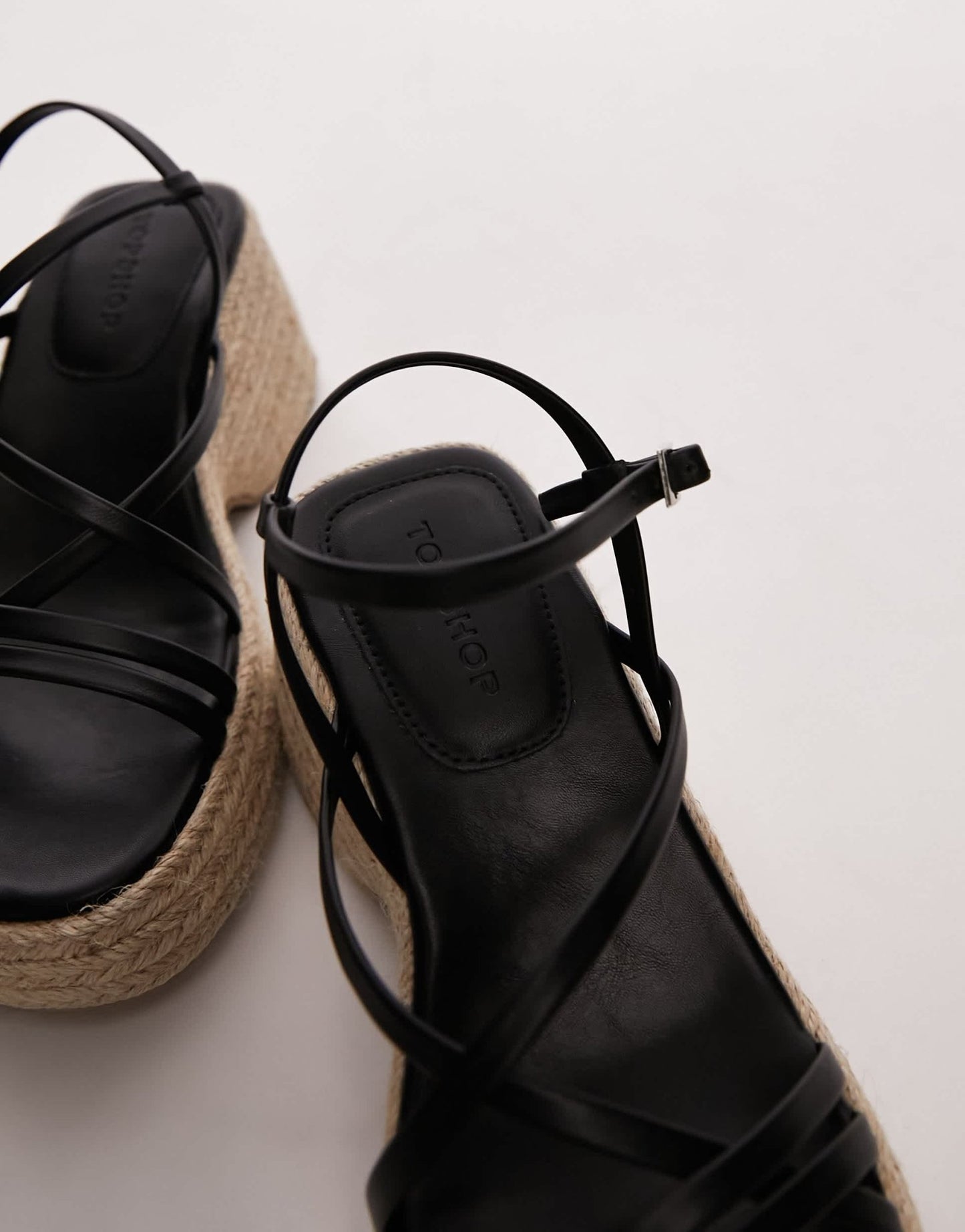 Topshop Jess espadrille wedge in black - ASOS Sample Sale EU Store
