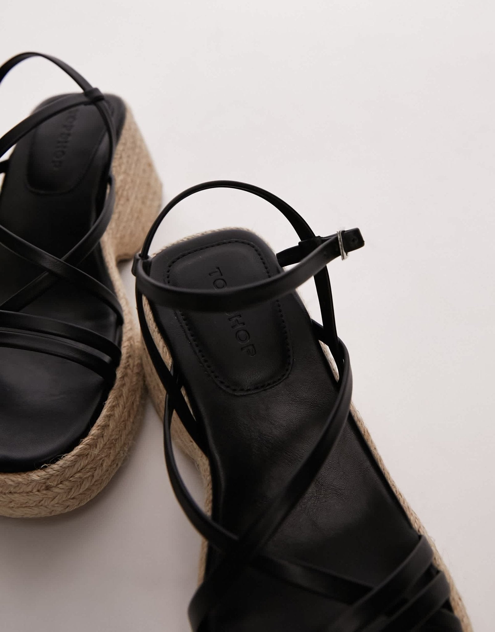 Topshop Jess espadrille wedge in black - ASOS Sample Sale EU Store