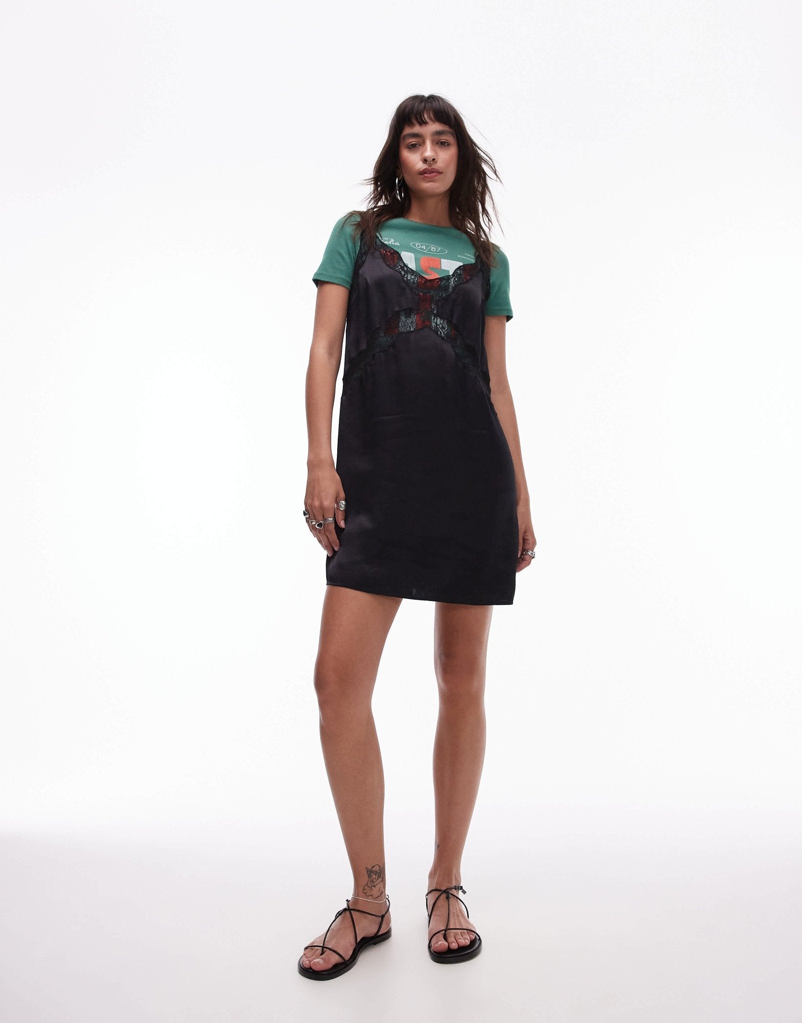 Topshop Katy premium leather minimal strappy sandals in black - ASOS Sample Sale EU Store