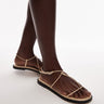 Topshop sandali minimal premium in pelle con cinturini in bianco sporco
