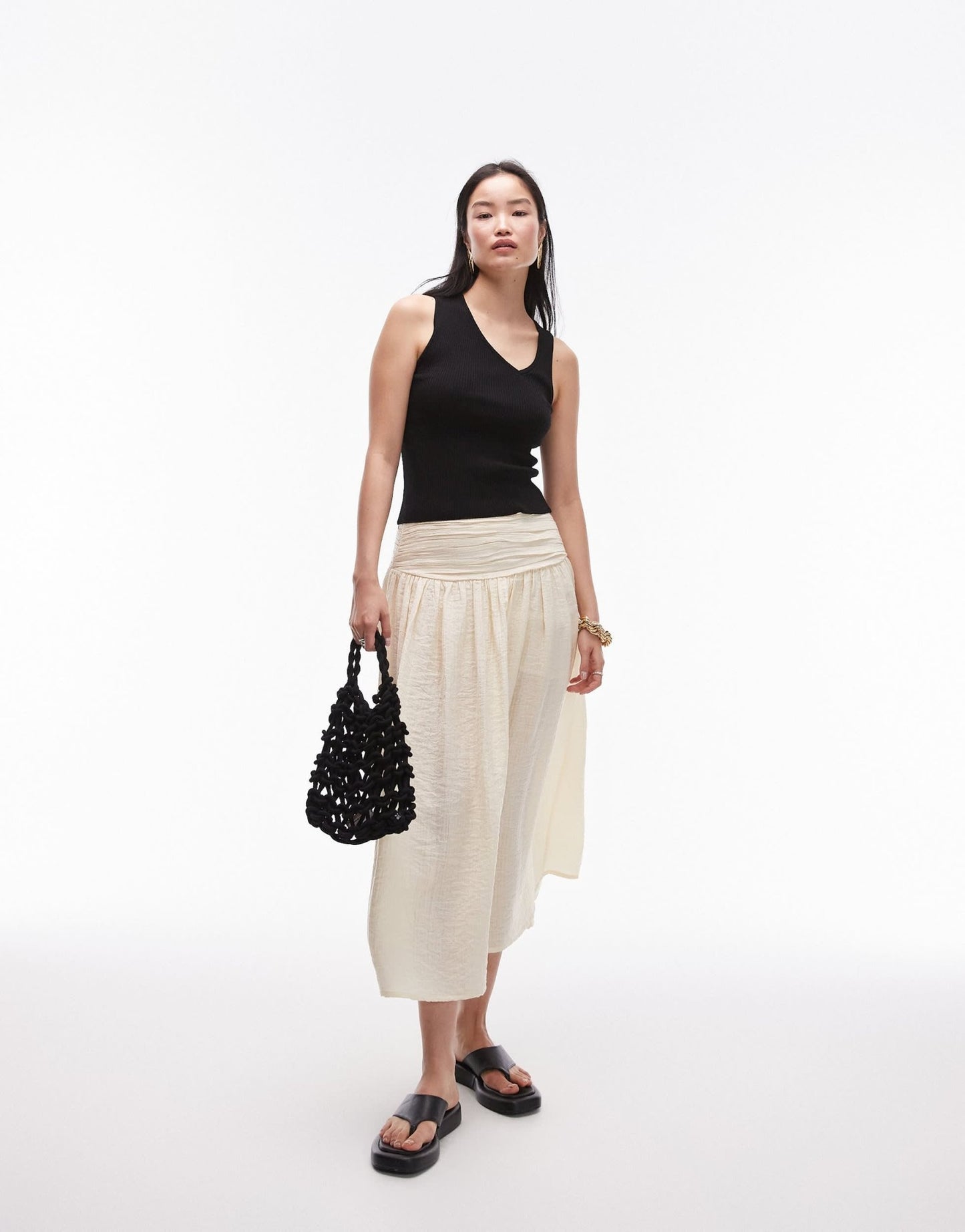 Topshop knitted asymmetric vest top in black - ASOS Sample Sale EU Store