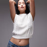 Topshop knitted cable clean tank in ivory