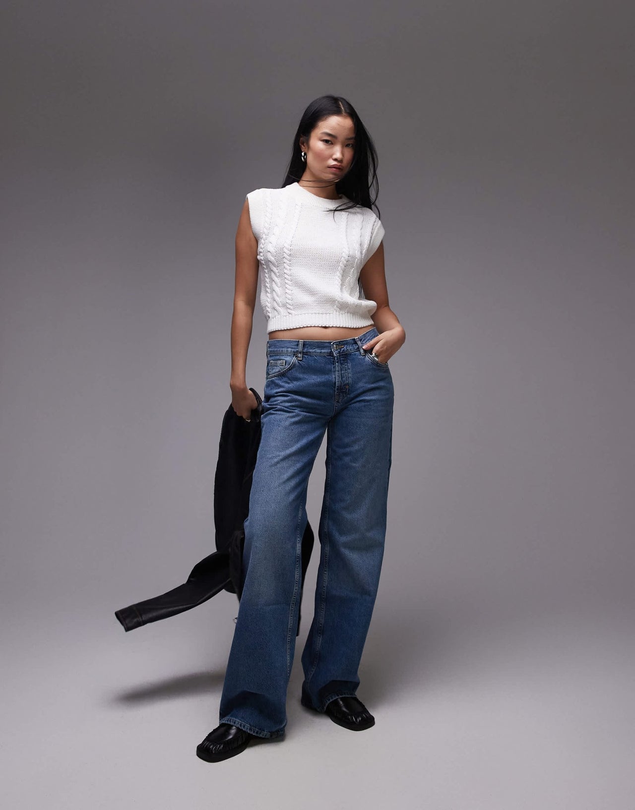 Topshop knitted cable clean tank in ivory - ASOS Sample Sale EU Store