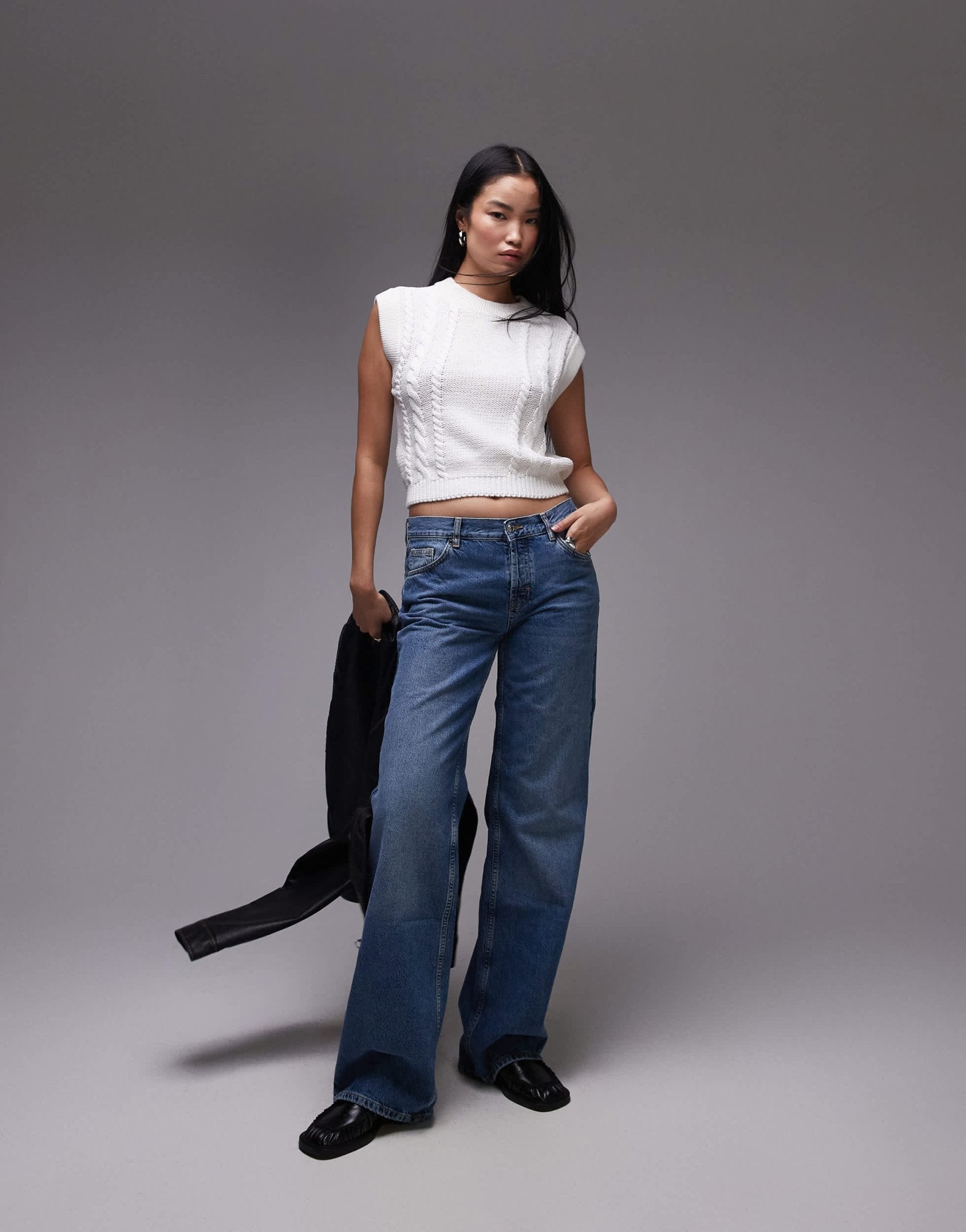 Topshop knitted cable clean tank in ivory - ASOS Sample Sale EU Store