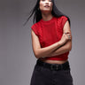 Topshop knitted cable clean tank in red