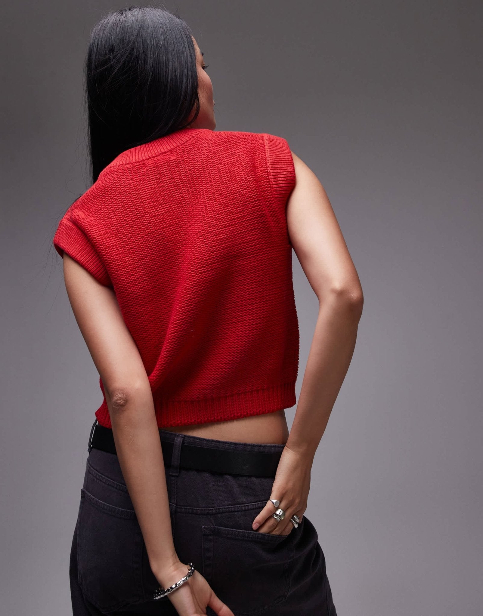 Topshop knitted cable clean tank in red - ASOS Sample Sale EU Store