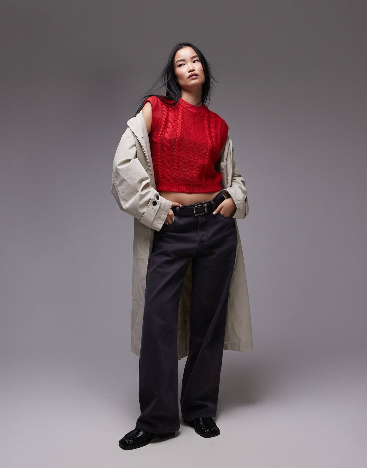 Topshop knitted cable clean tank in red - ASOS Sample Sale EU Store